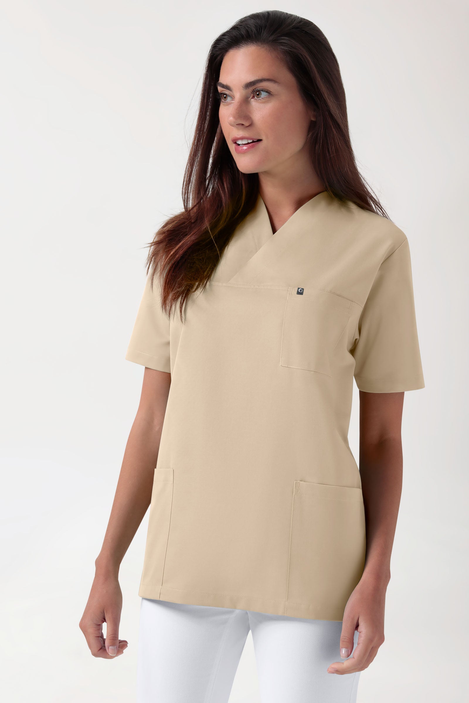 GREEN Stretch Schlupfkasack Unisex - V-Ausschnitt sand