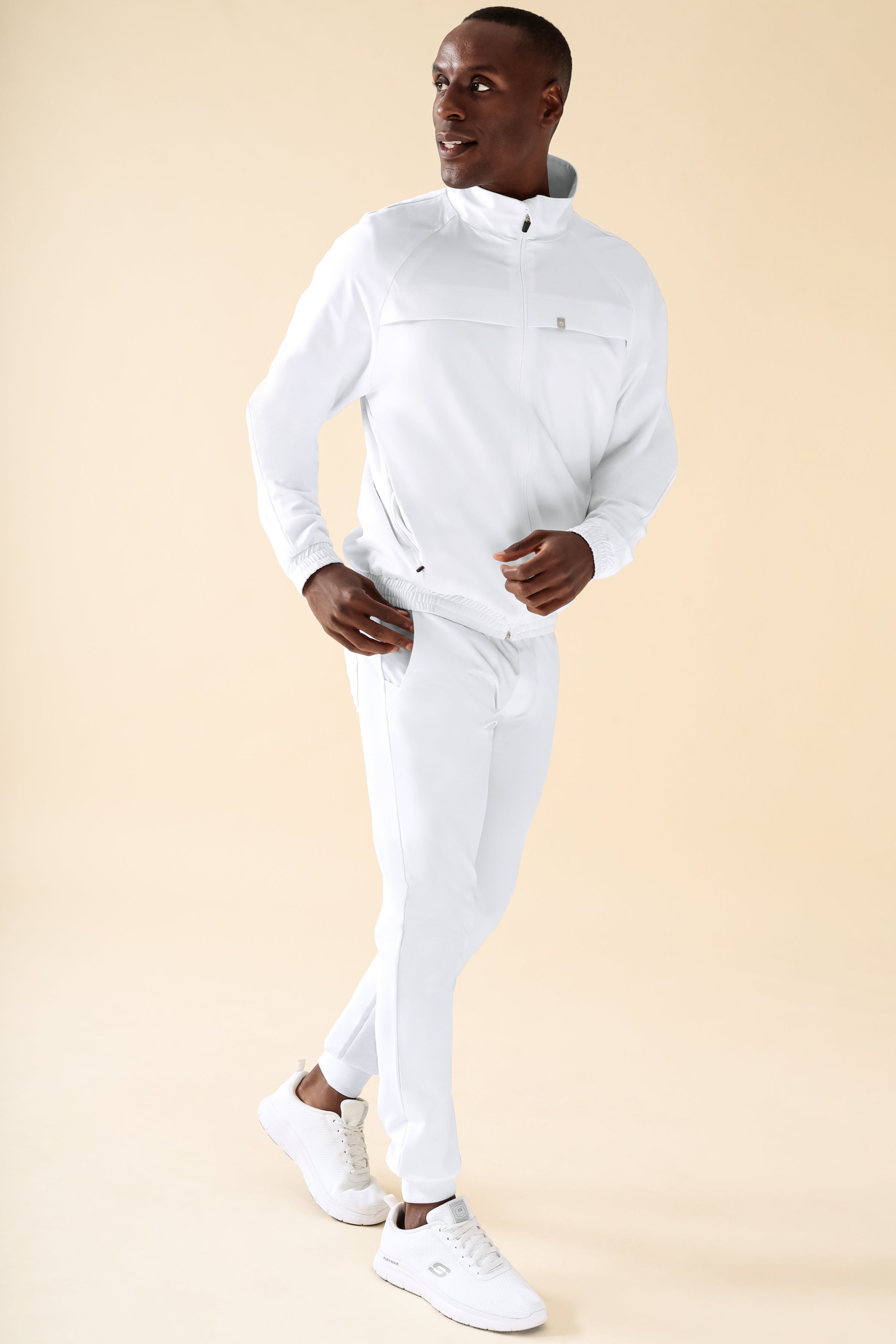 KAERE Blousonjacke Herren - mit elastischen Bündchen weiss, Vue de face