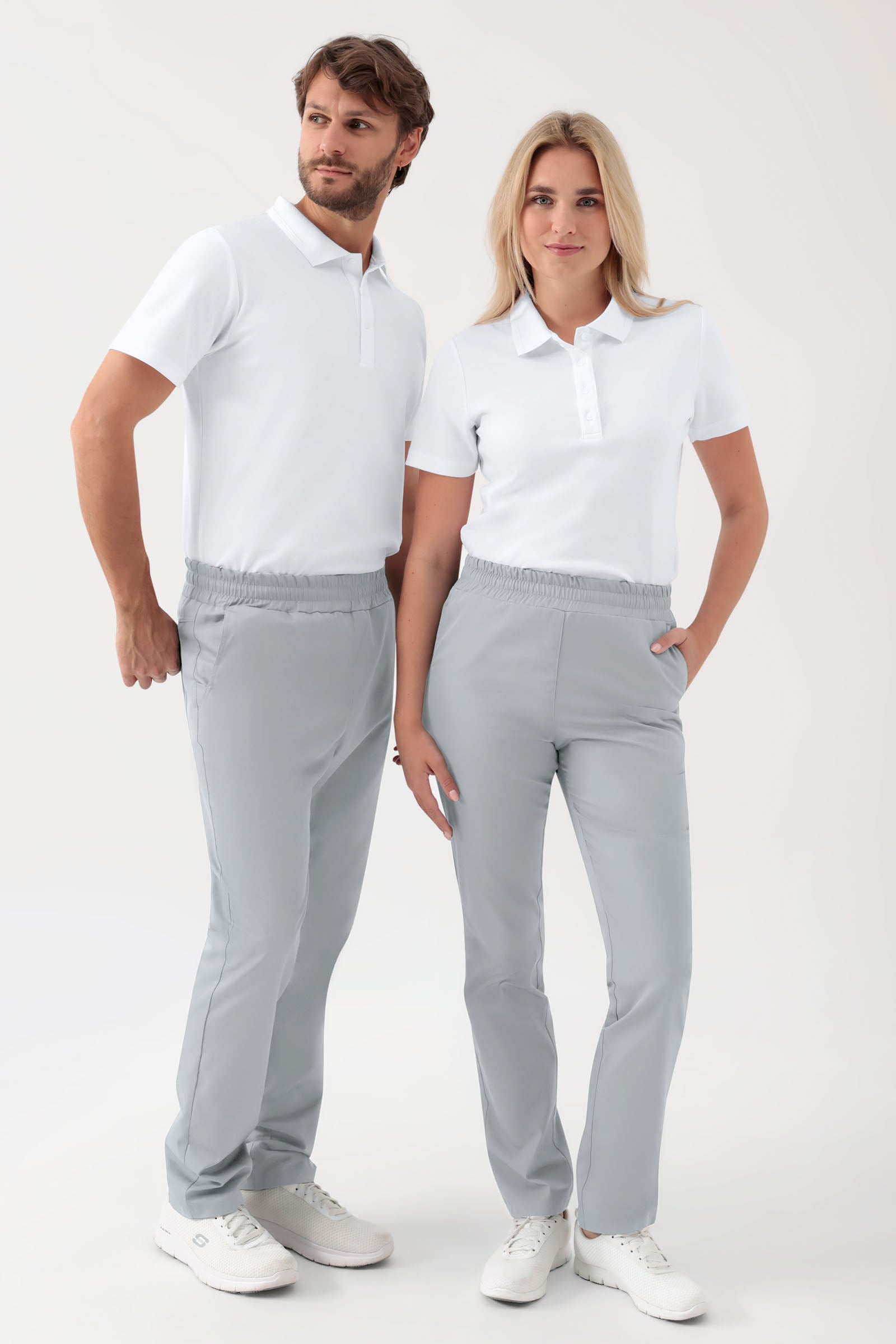 GREEN Stretch Hose Unisex - Rundumgummibund perlgrau