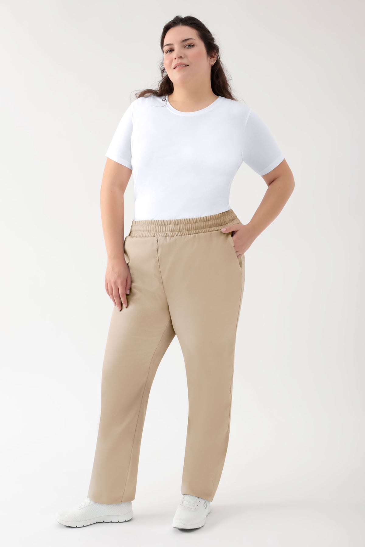GREEN Stretch Hose Unisex - Rundumgummibund sand
