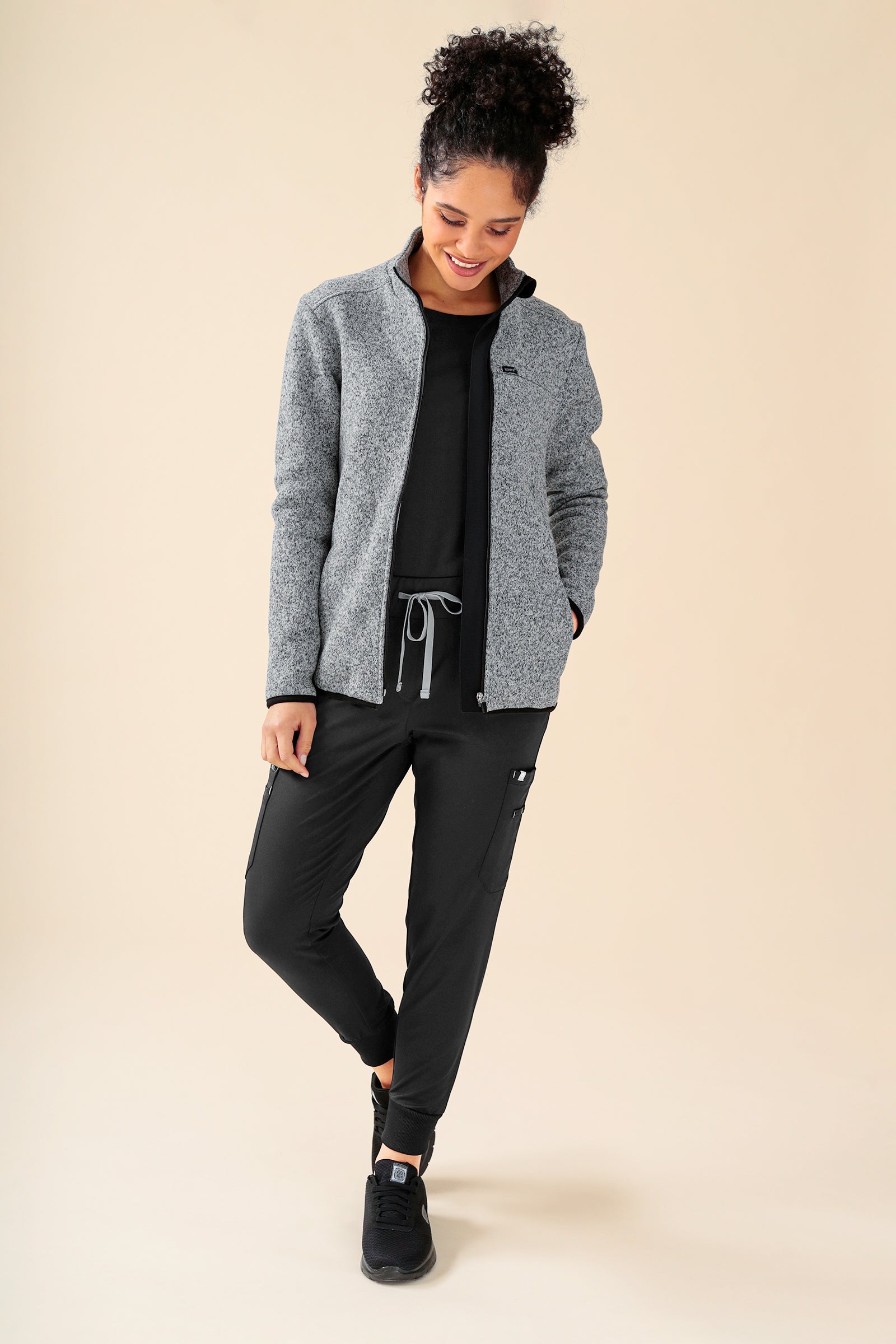 KAERE Fleecejacke Unisex - mit Reissverschluss grau melange