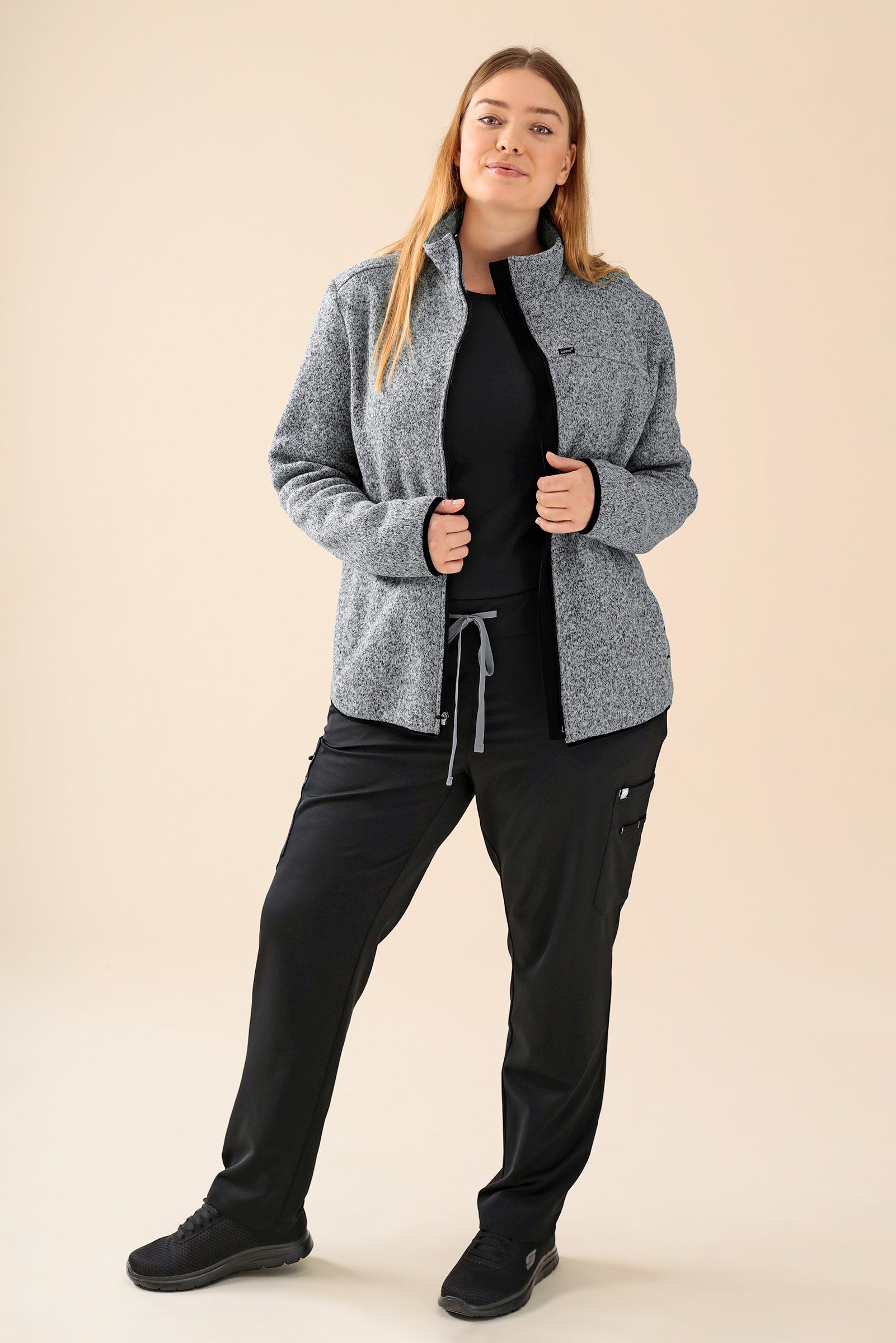 KAERE Fleecejacke Unisex - mit Reissverschluss grau melange