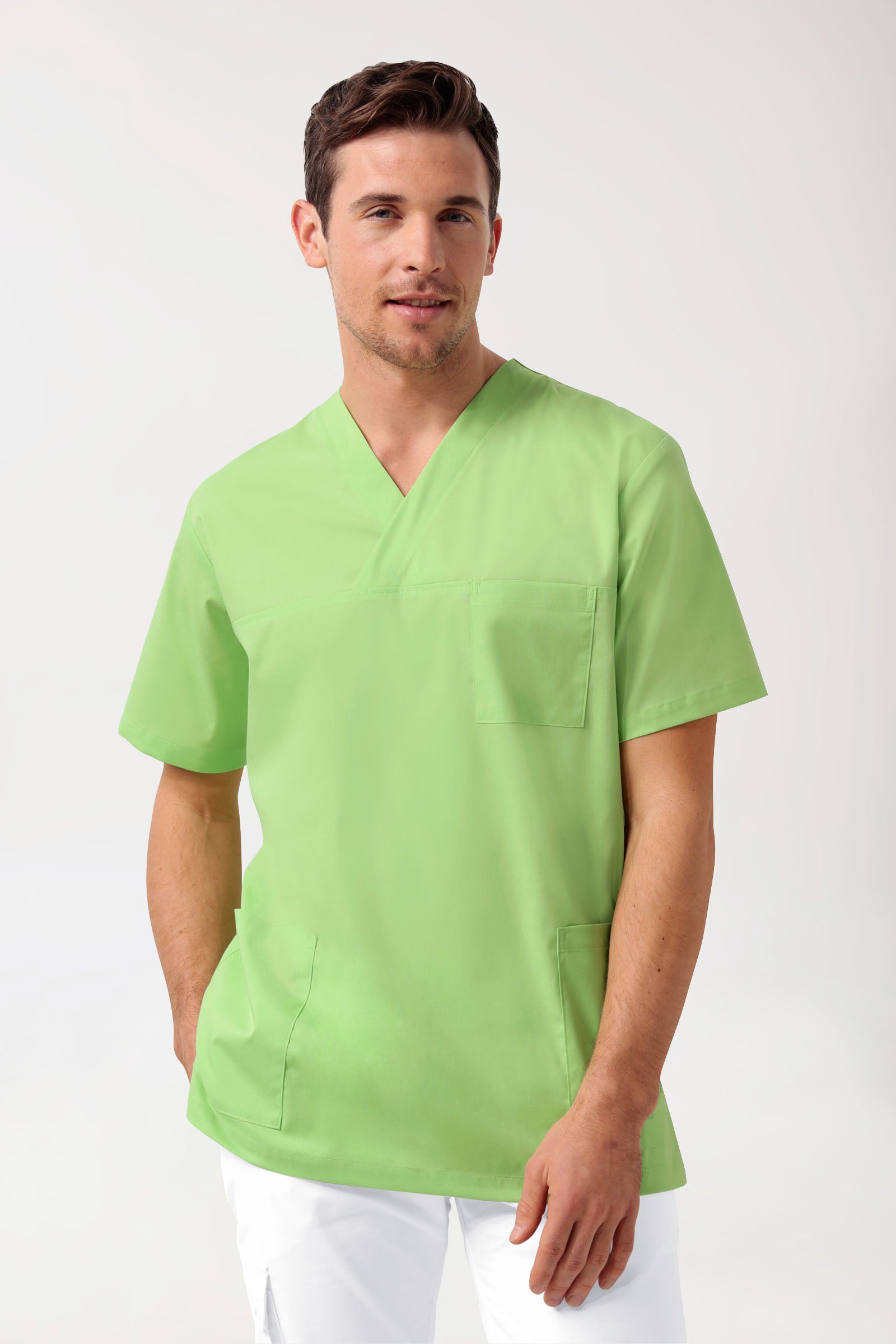 Stretch Schlupfkasack Unisex - V-Ausschnitt apfelgrün