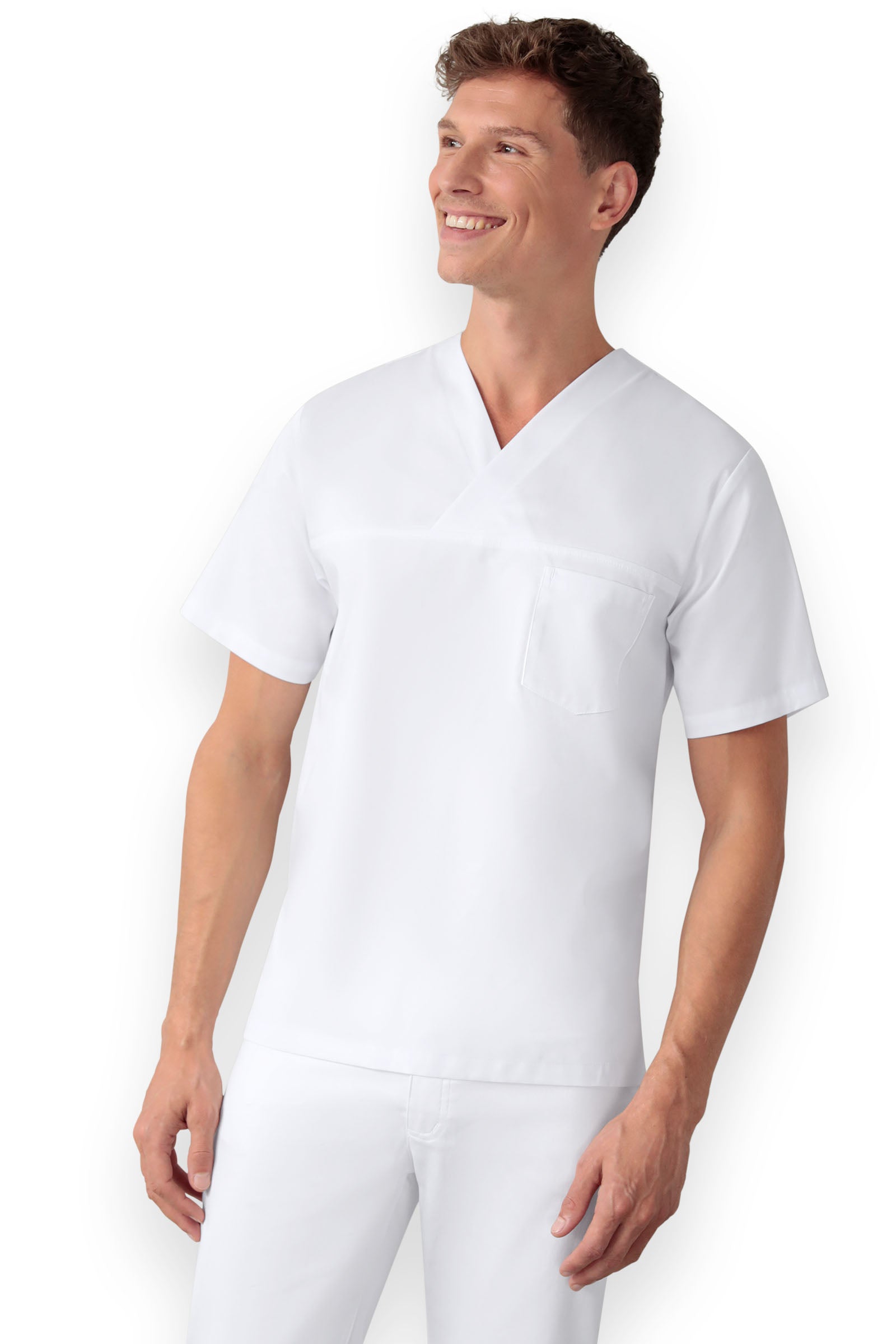Schlupfkasack Unisex - V-Ausschnitt weiss, Vue de face