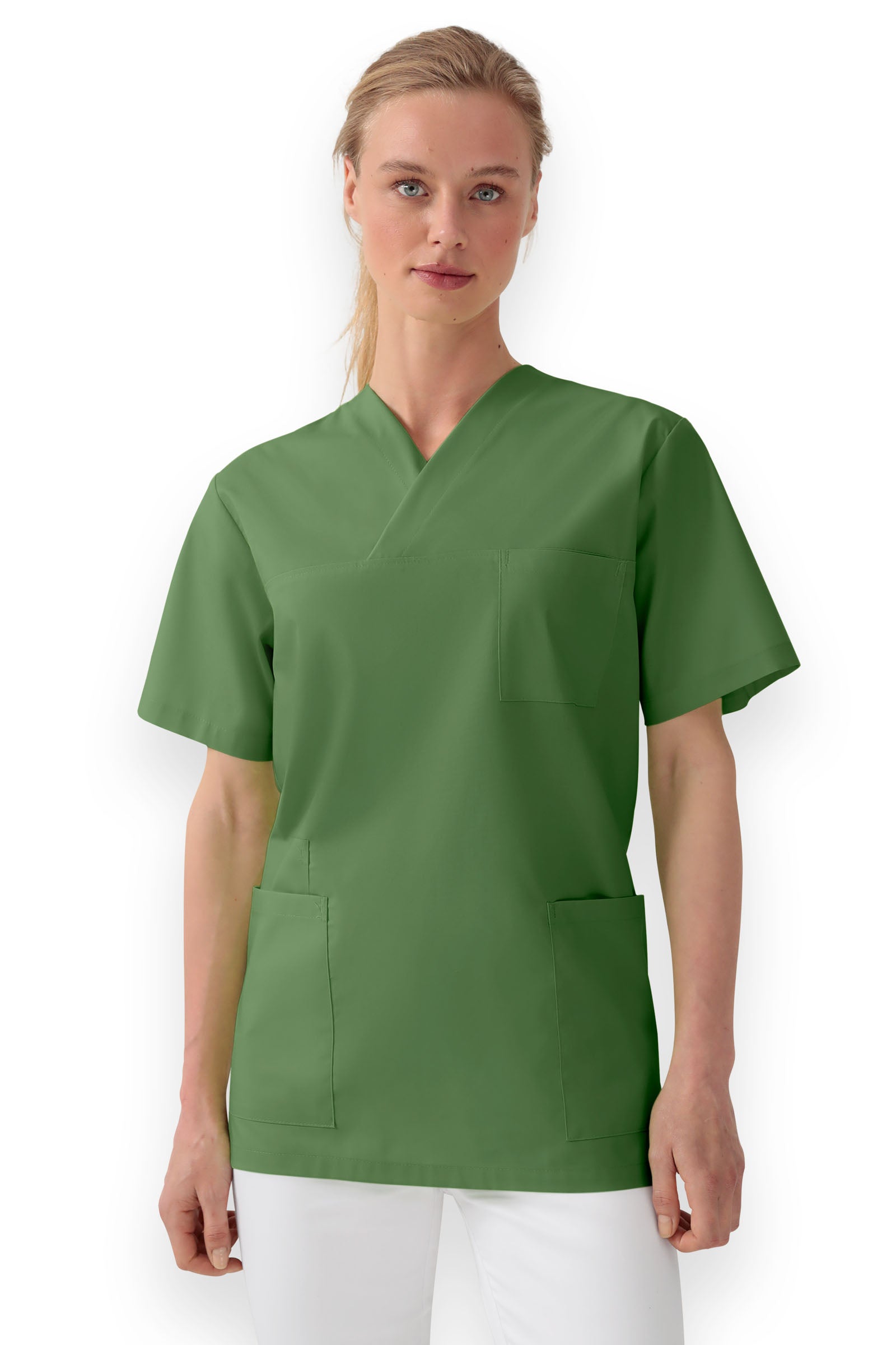 Stretch Schlupfkasack Unisex - V-Ausschnitt wiesengrün