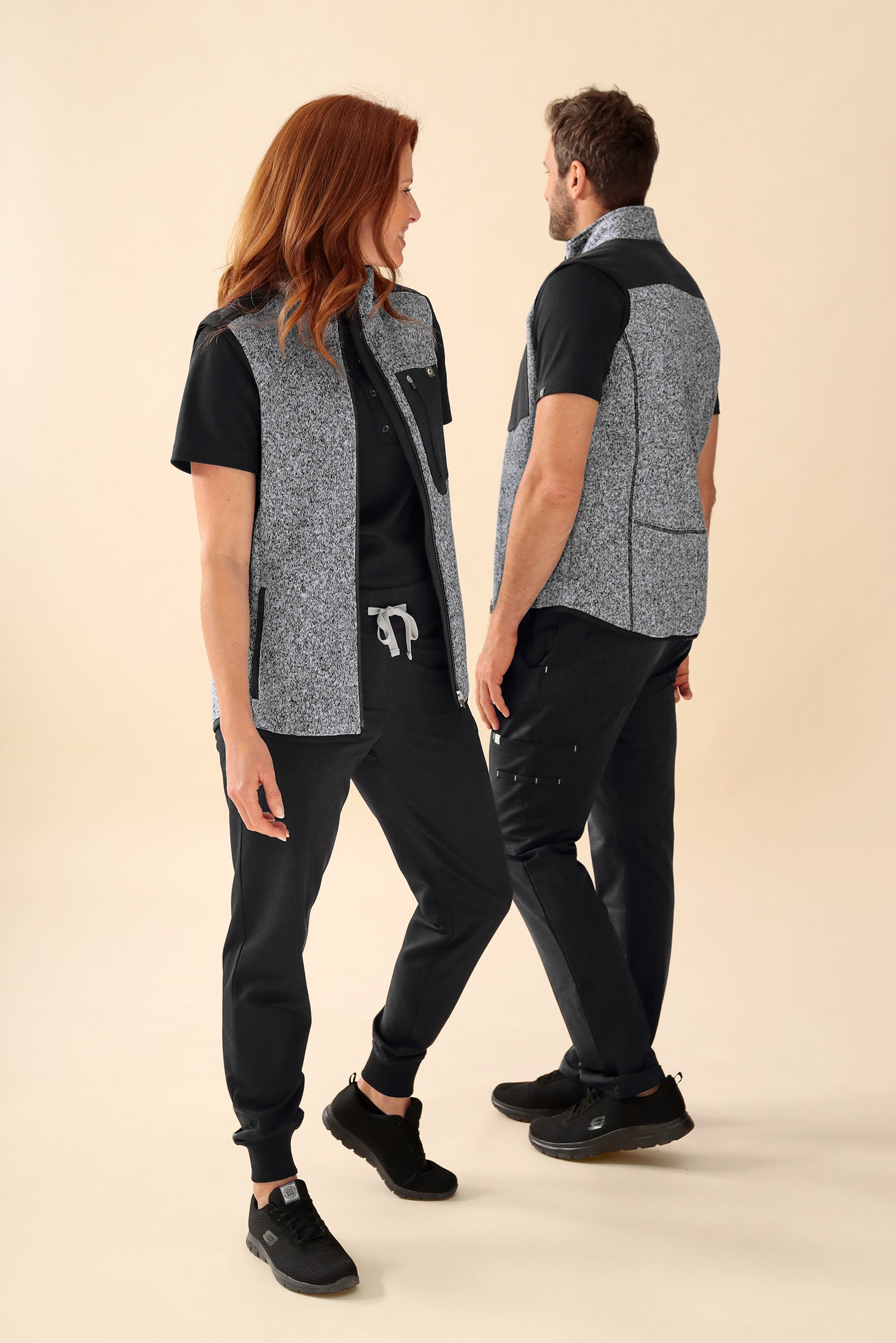 KAERE Fleeceweste Unisex - Stehkragen grau melange