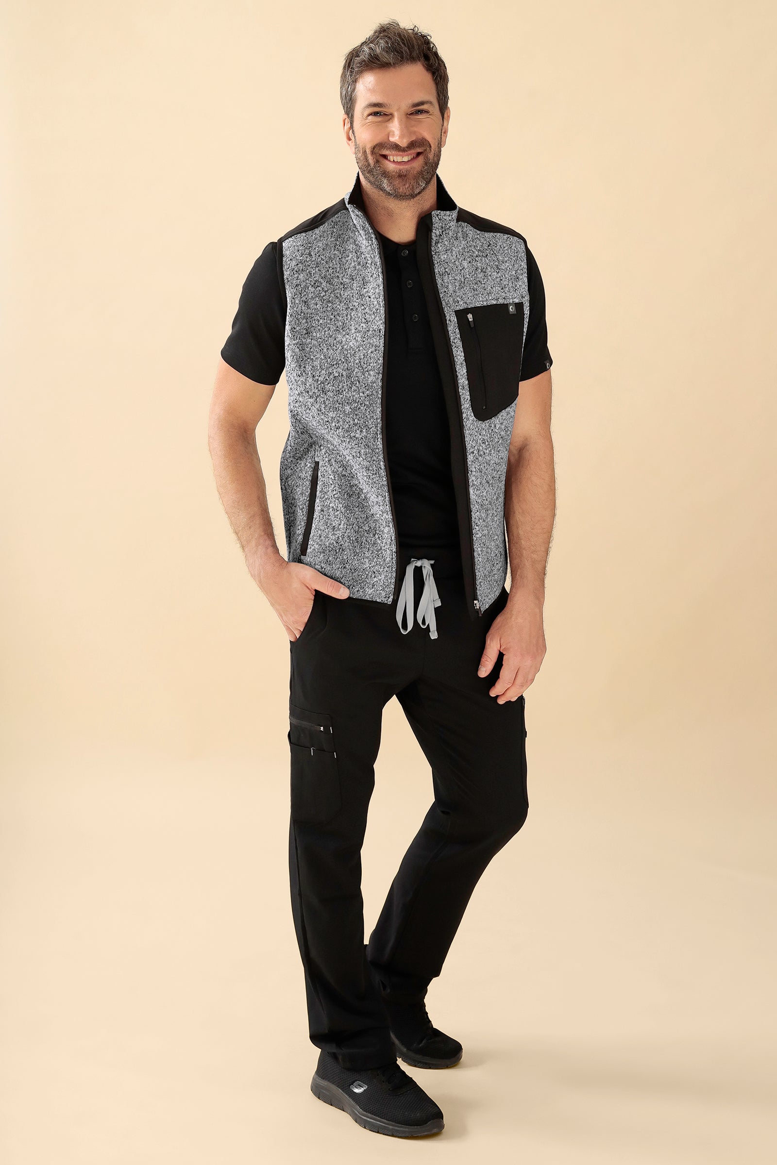 KAERE Fleeceweste Unisex - Stehkragen grau melange, Vue de face