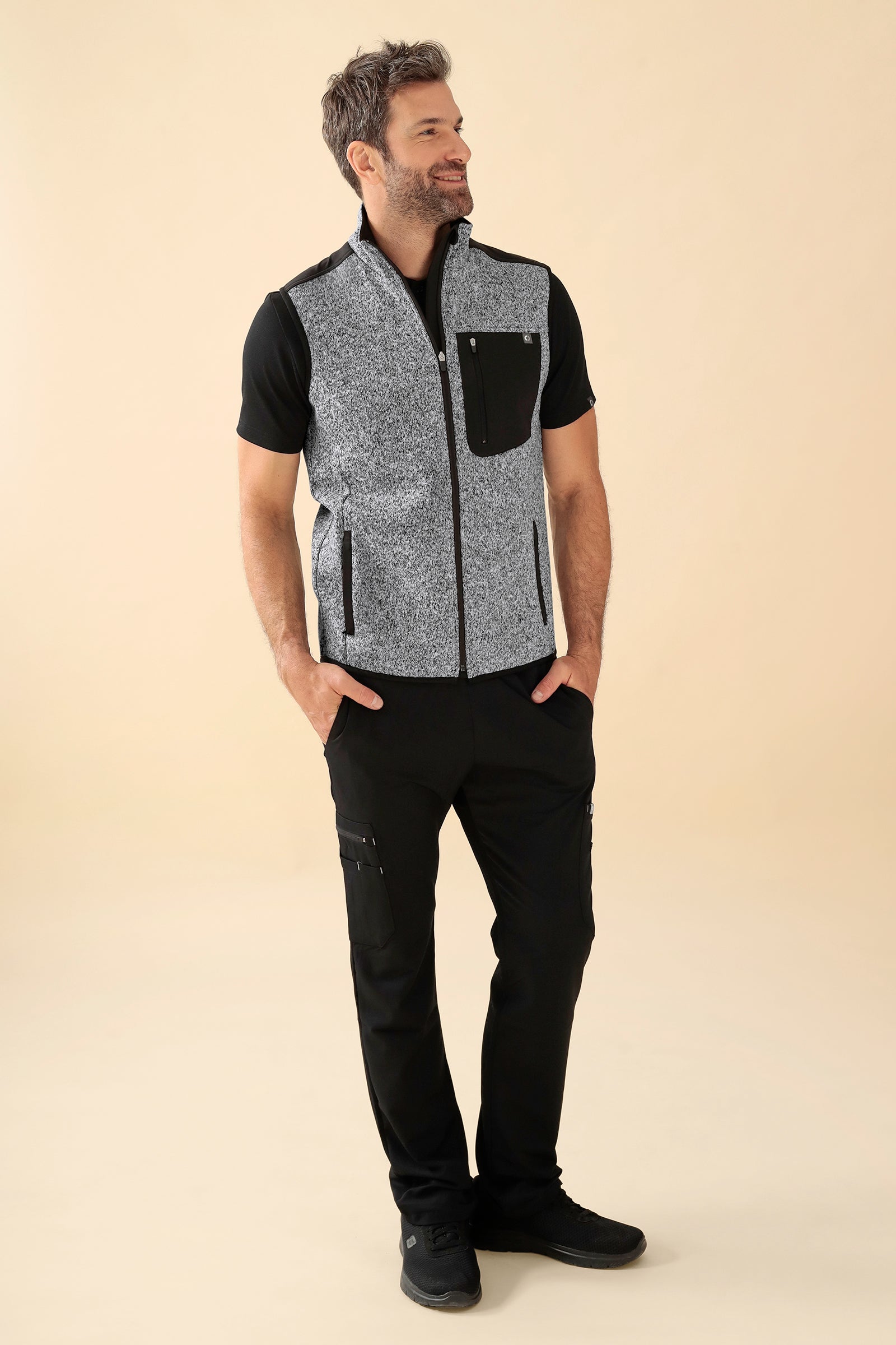 KAERE Fleeceweste Unisex - Stehkragen grau melange, Vue de face