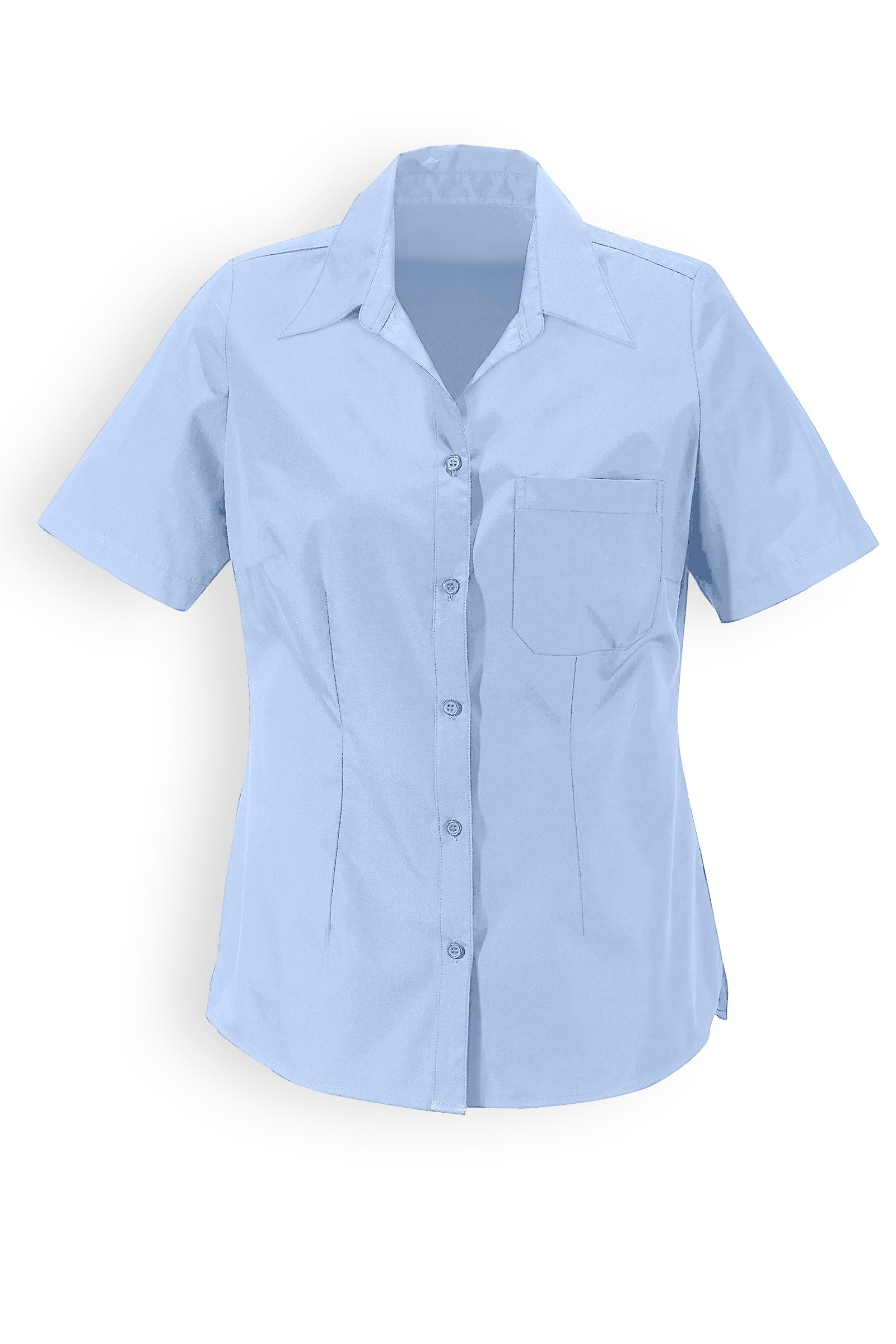 Bluse Eisblau Abgerundeter Saum Kurzarm, Vue de face