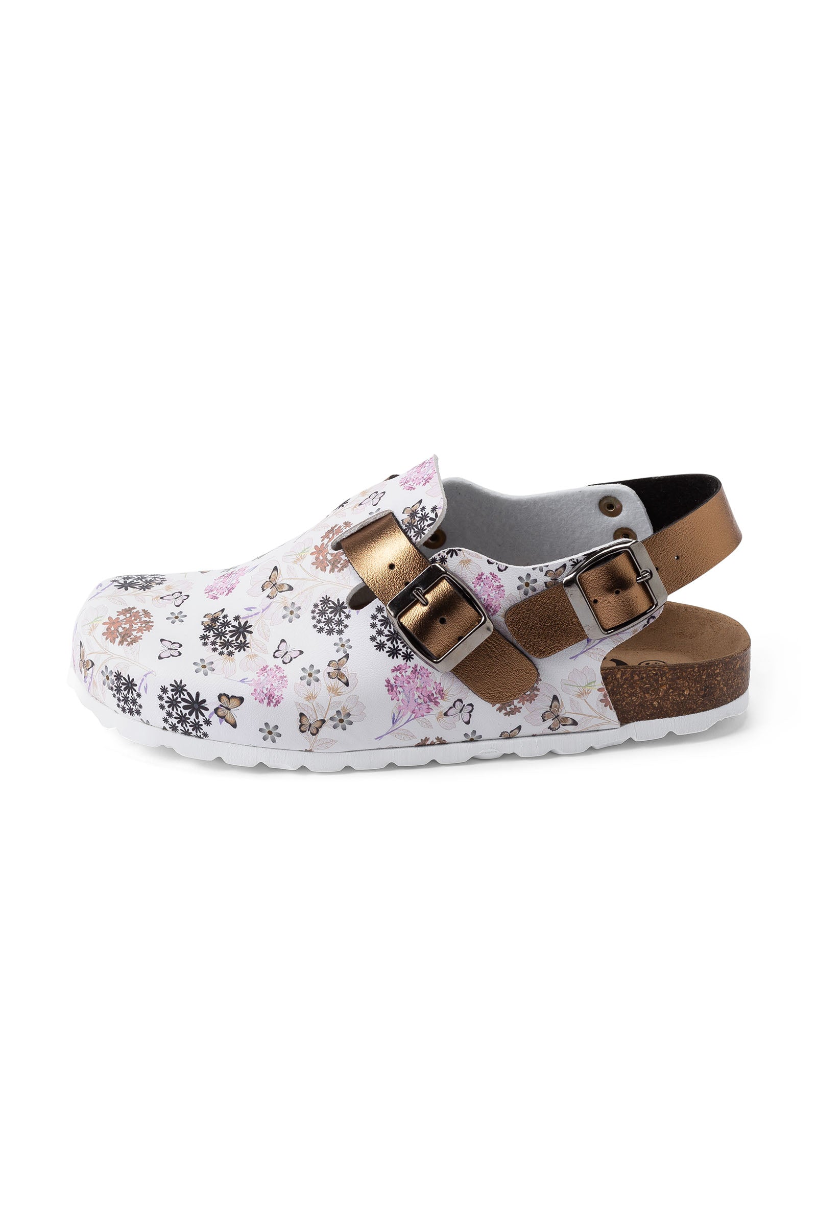 Damen Clog weiss/kupfer/rose