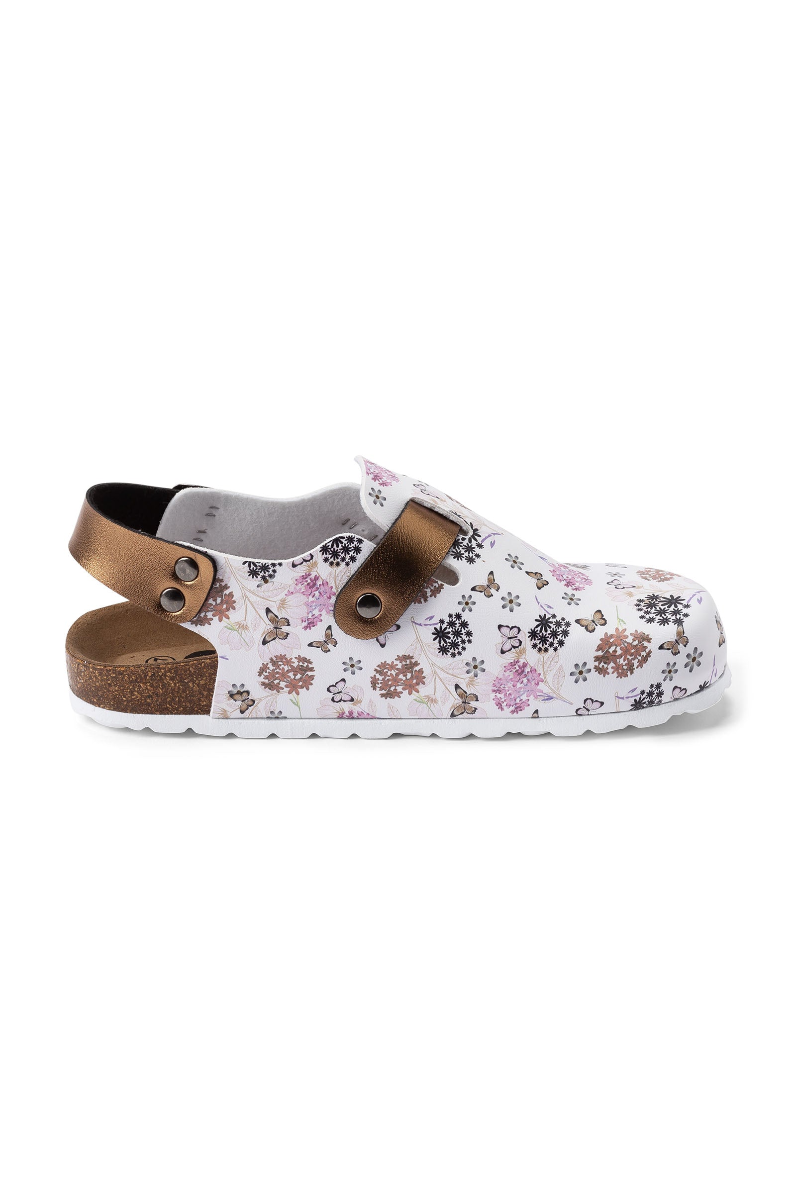 Damen Clog weiss/kupfer/rose
