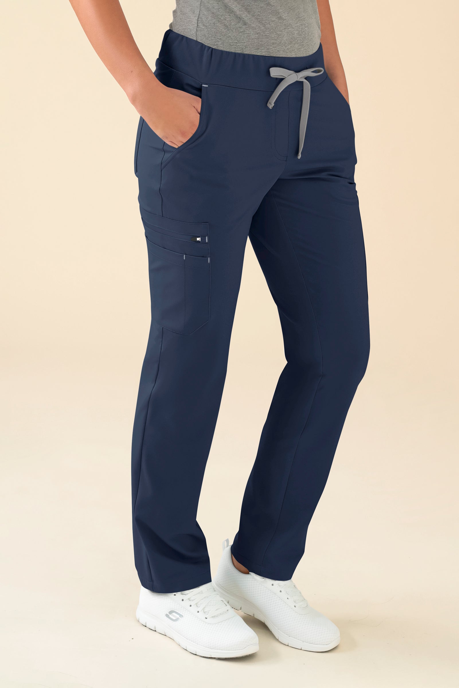 KAERE Hose Damen - gerader Saum mit Beintaschen navy, Vue de face