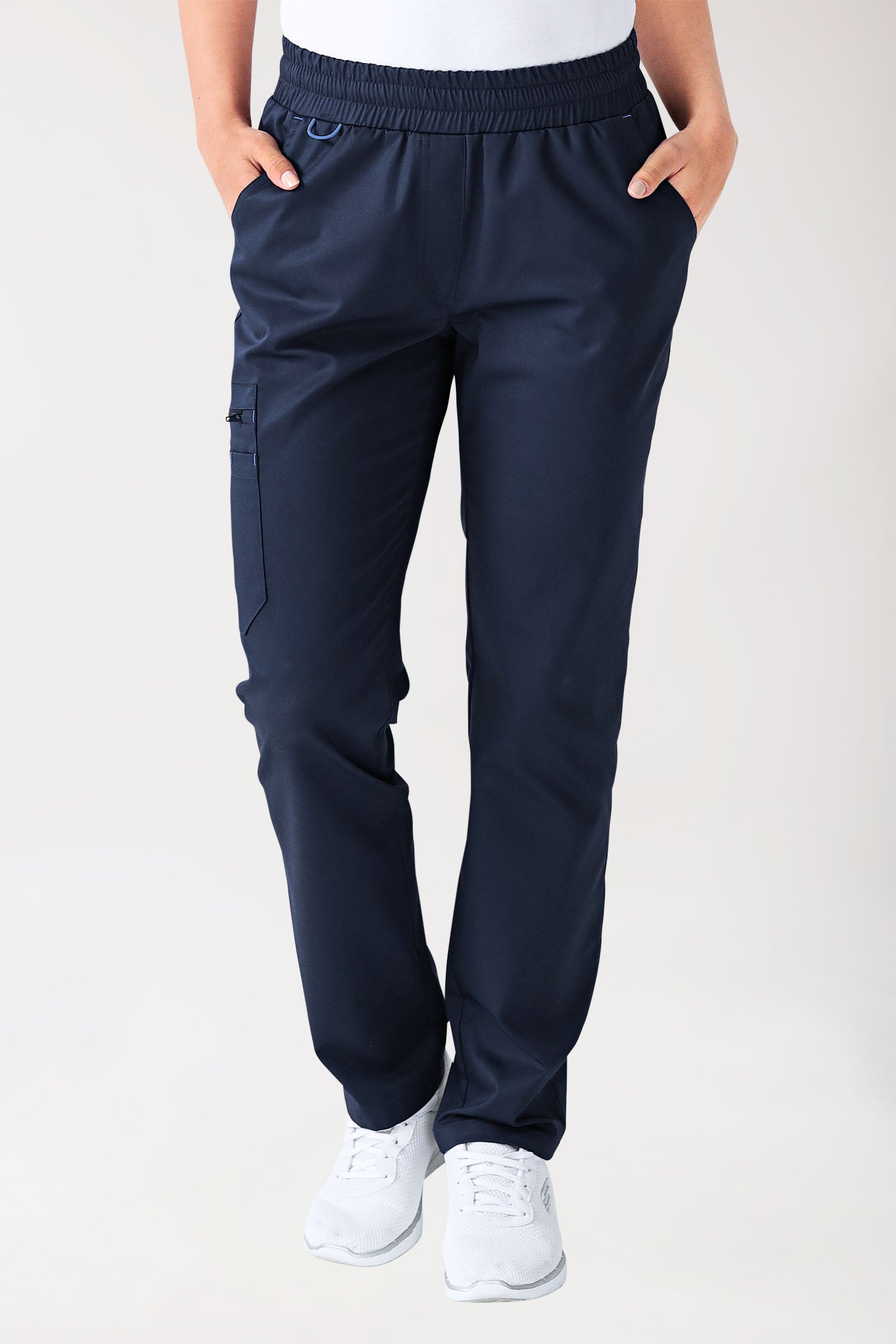 CLINIC STRETCH Hose Damen - gerader Saum navy/himmelblau