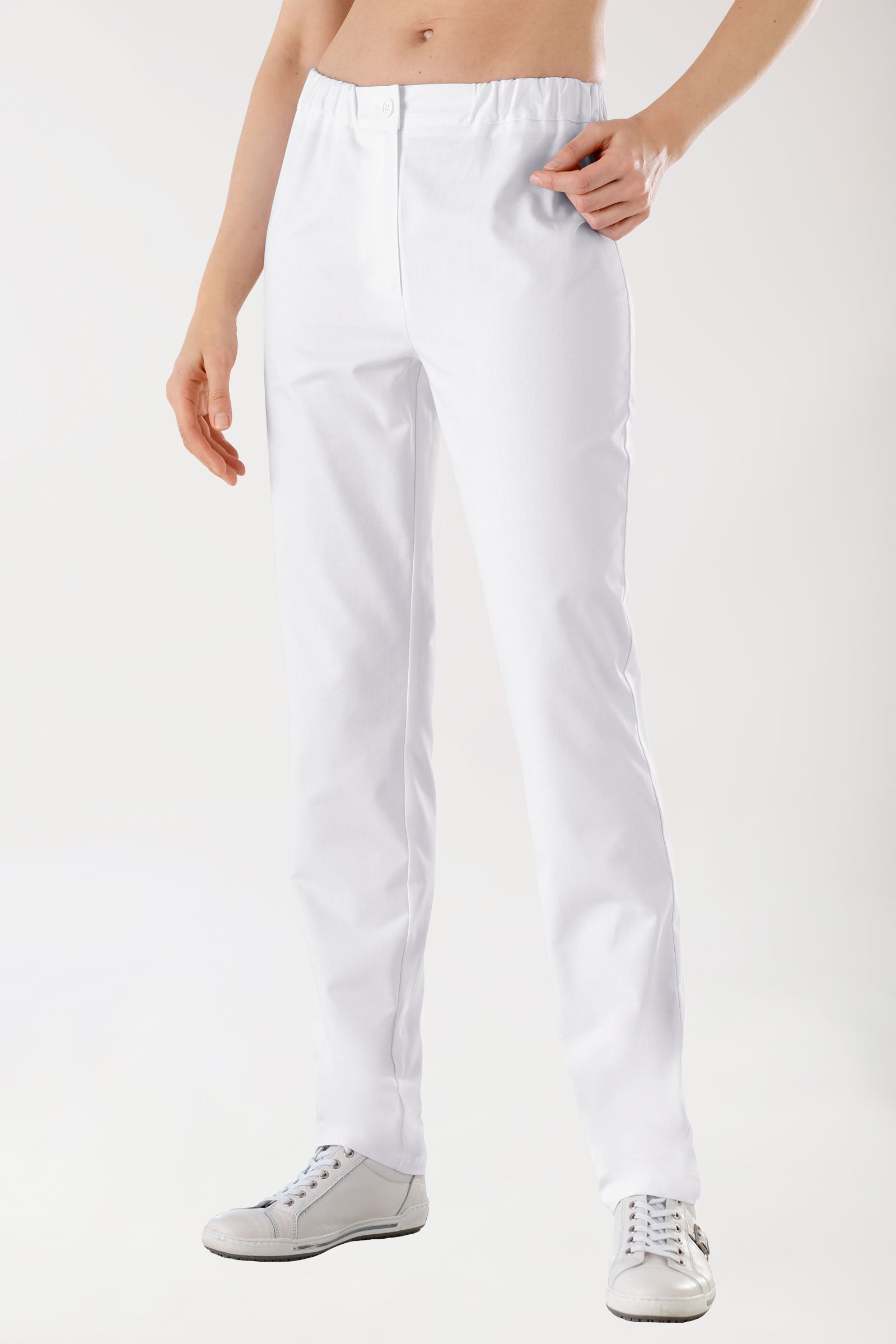 Damen-Hose Weiss Teilgummibund