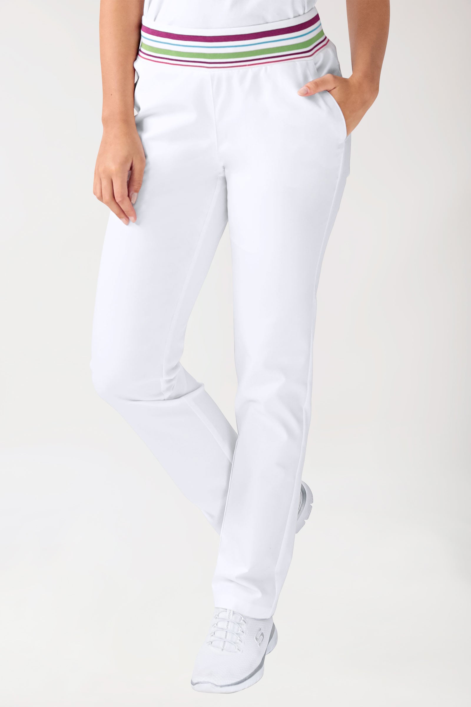 Stretch Hose Damen - Strickbund weiss