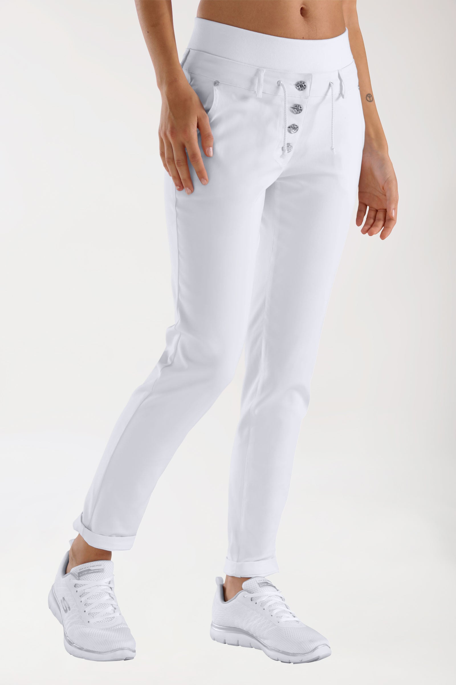 Comfort Stretch Hose Damen - elastischer Strickbund weiss