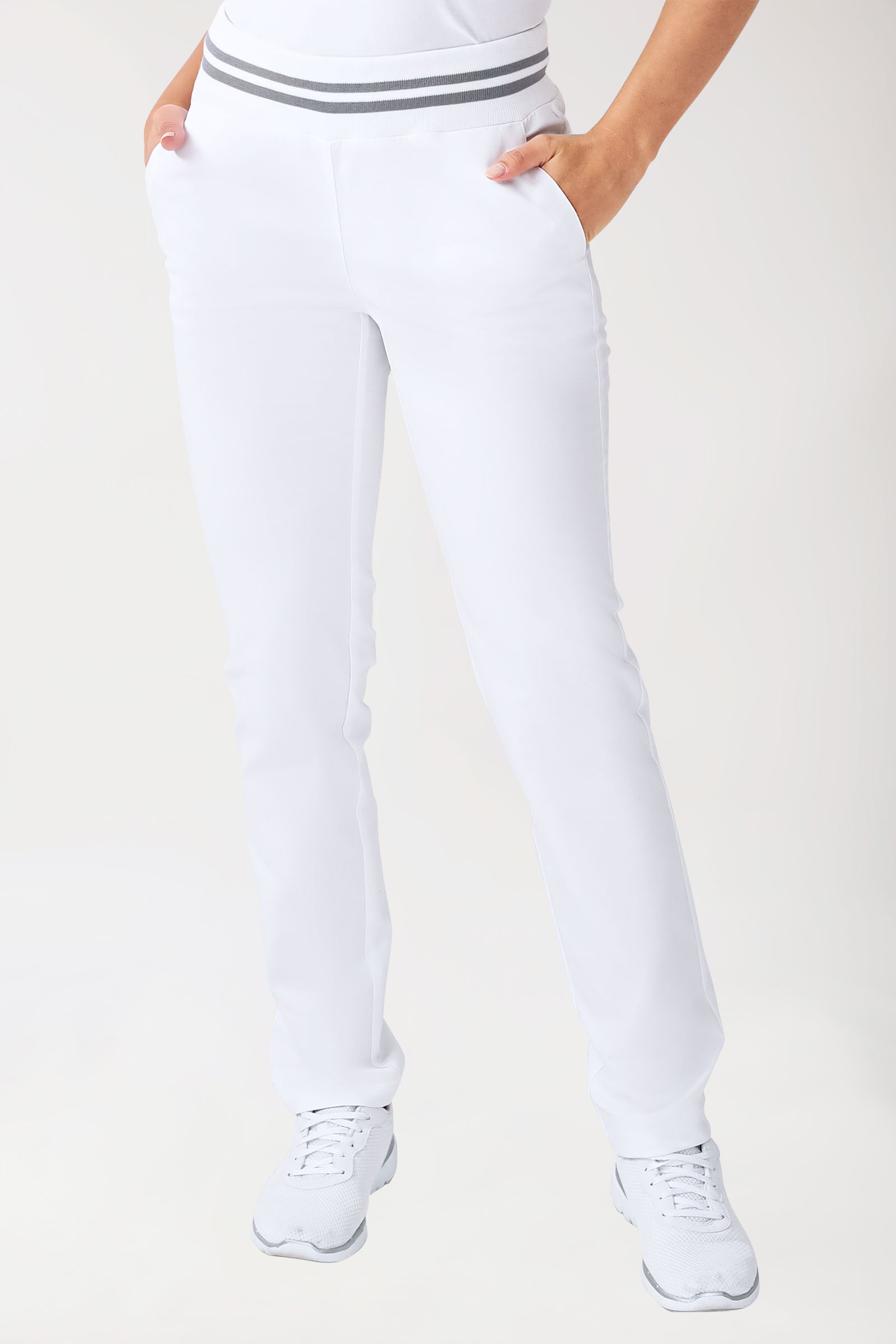 Stretch Hose Damen - Strickbund weiss/grau, Vue de face