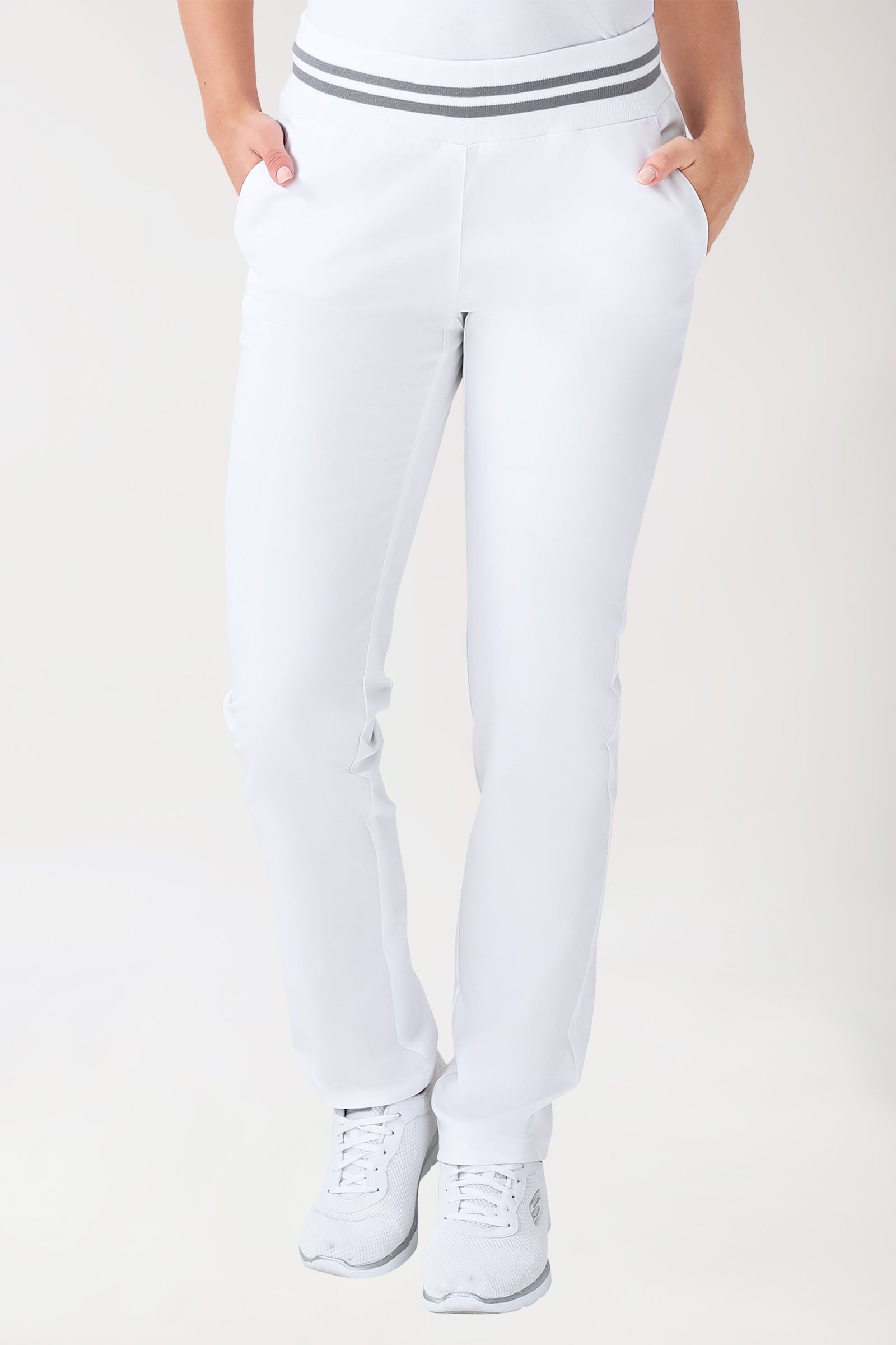 Stretch Hose Damen - Strickbund weiss/grau