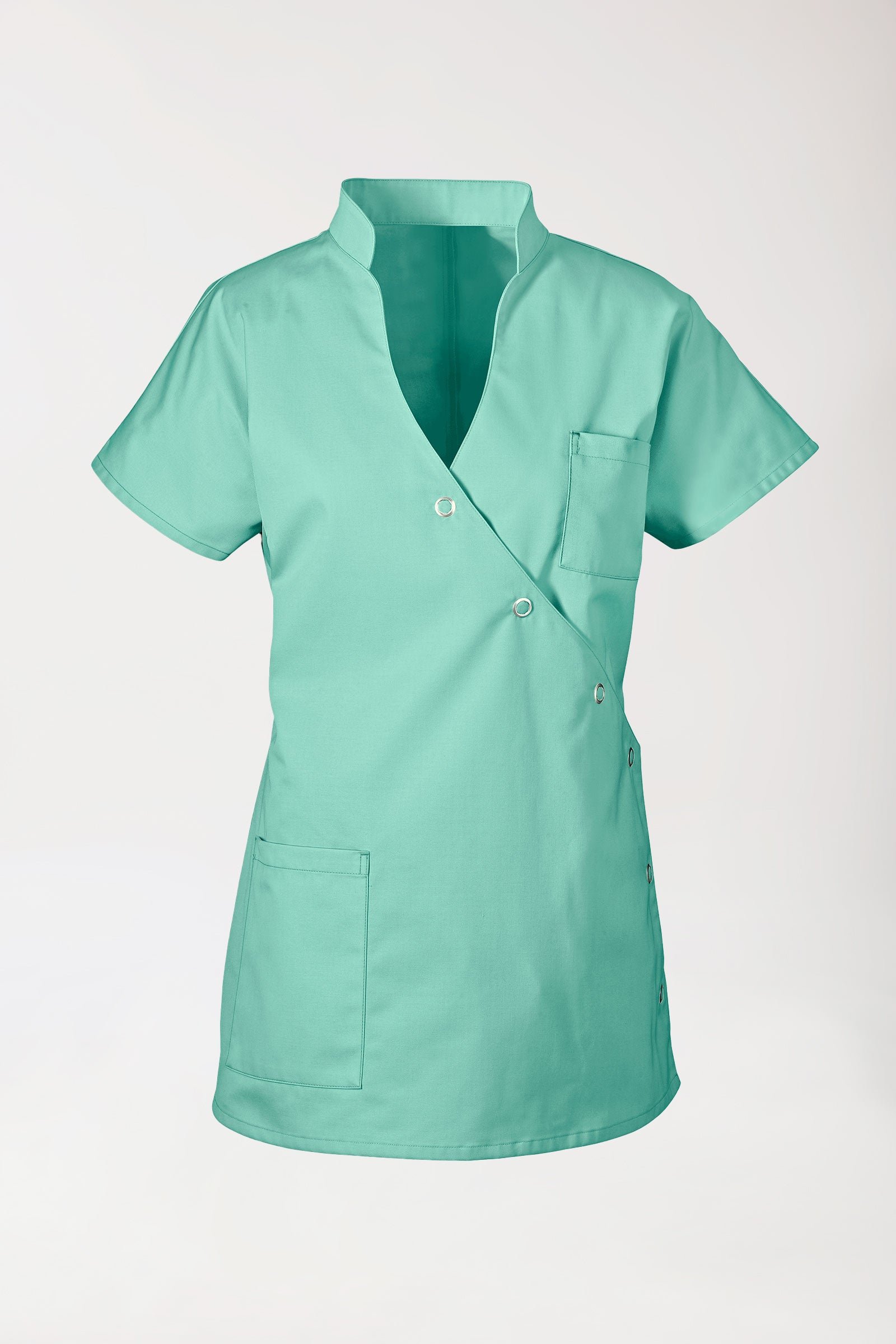 JUST STRONG Kasack Damen - Druckknopfleiste aqua green, Vorderansicht