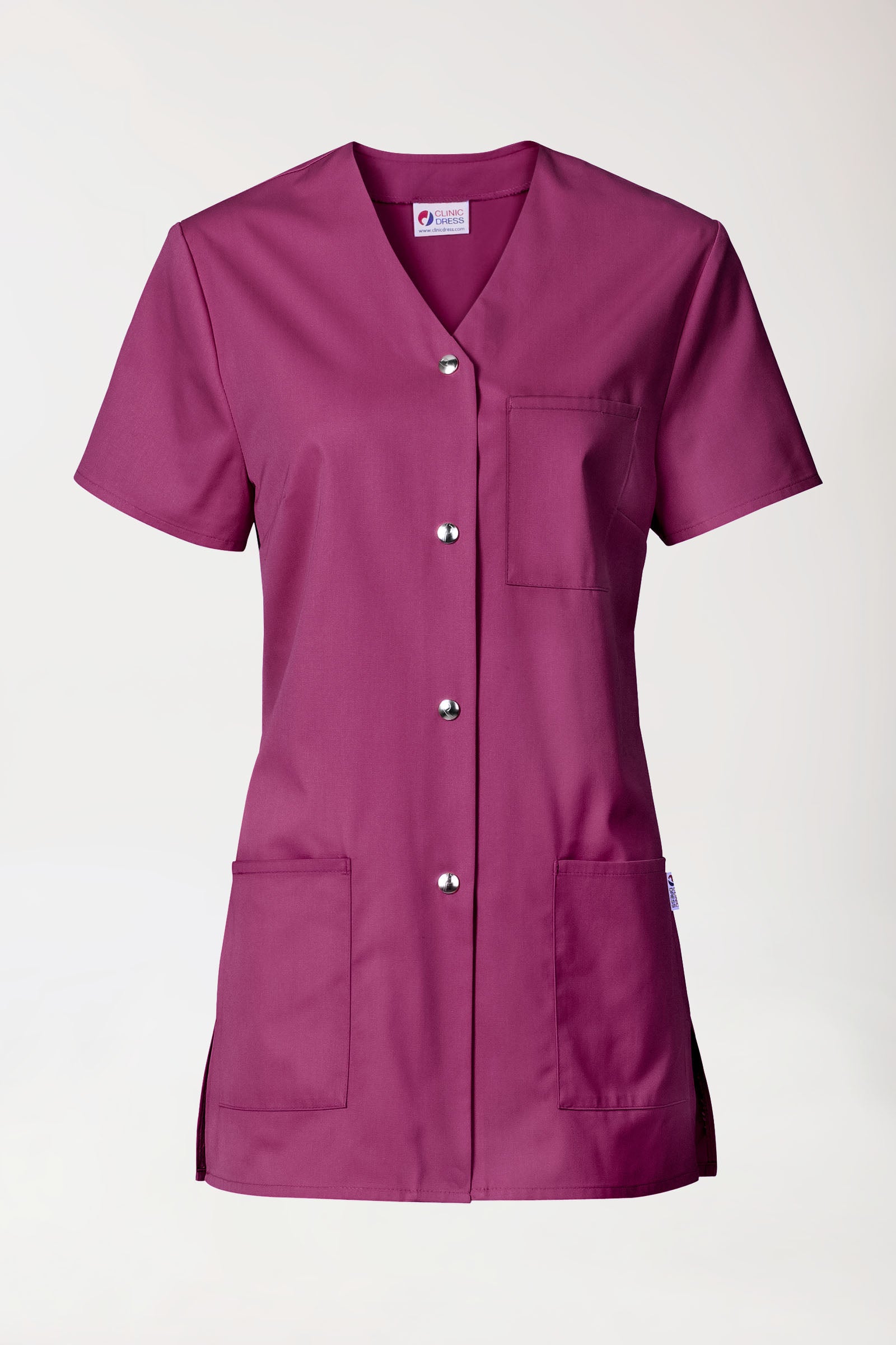 Beauty Kasack Damen - durchgeknöpft berry, Vorderansicht