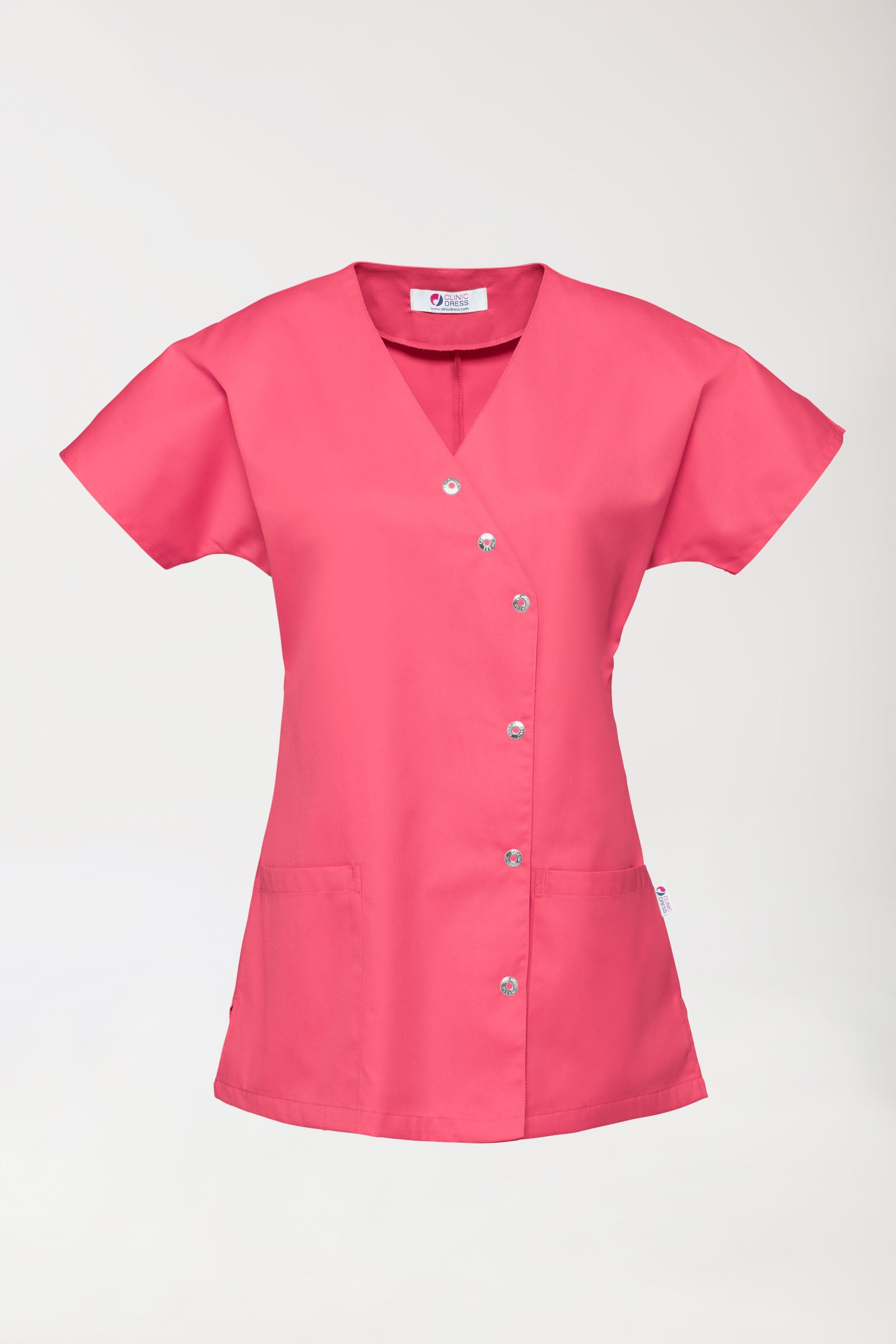 Beauty Kasack Damen - asymmetrische Druckknopfleiste lipstick