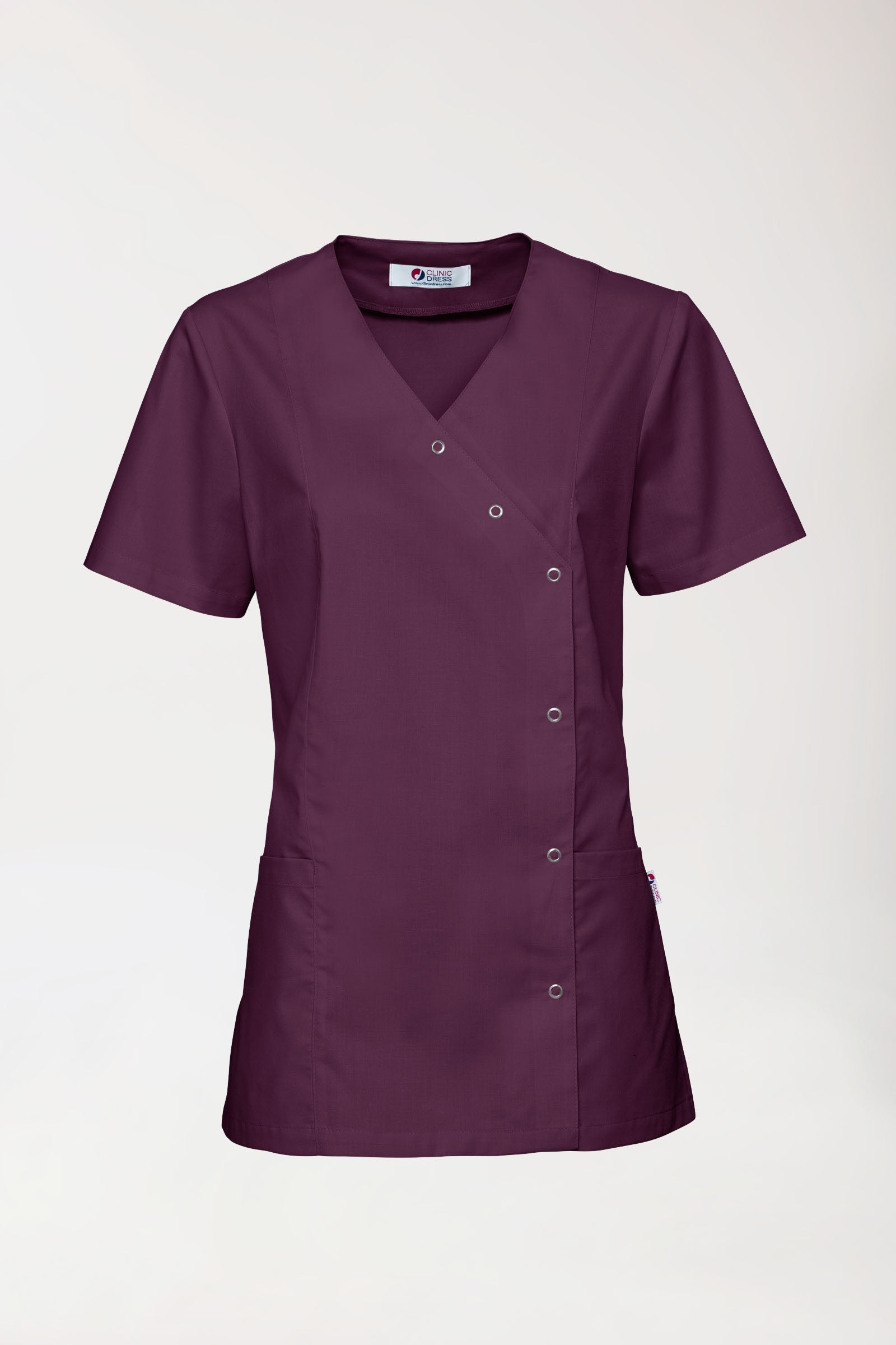 Stretch Kasack Damen - durchgeknöpft pflaume