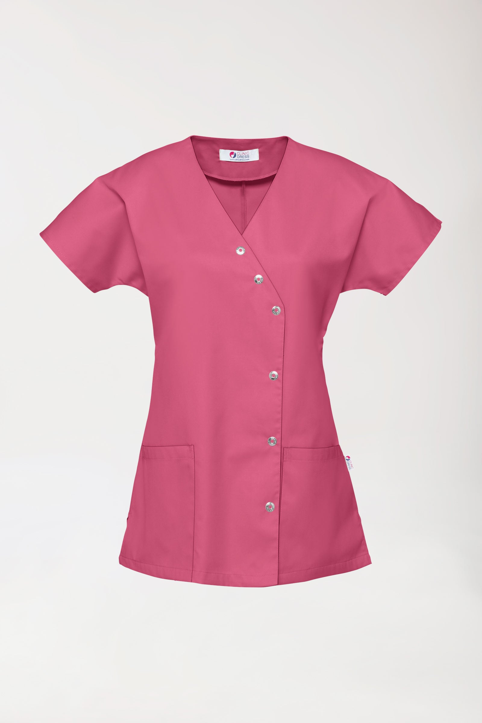 Beauty Kasack Damen - asymmetrische Druckknopfleiste rosenholz, Vorderansicht