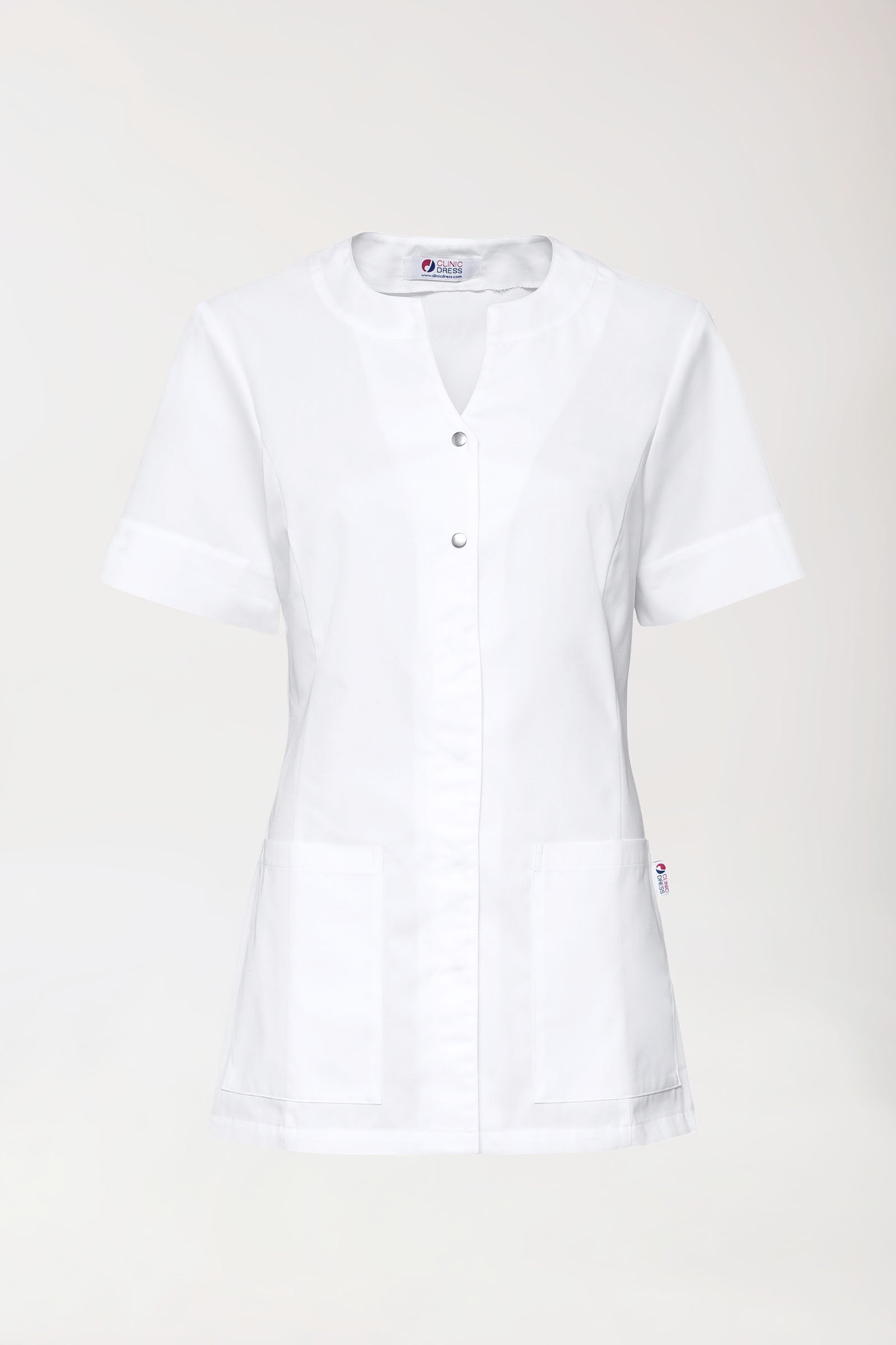 Beauty Kasack Damen - verdeckte Knopfleiste weiss