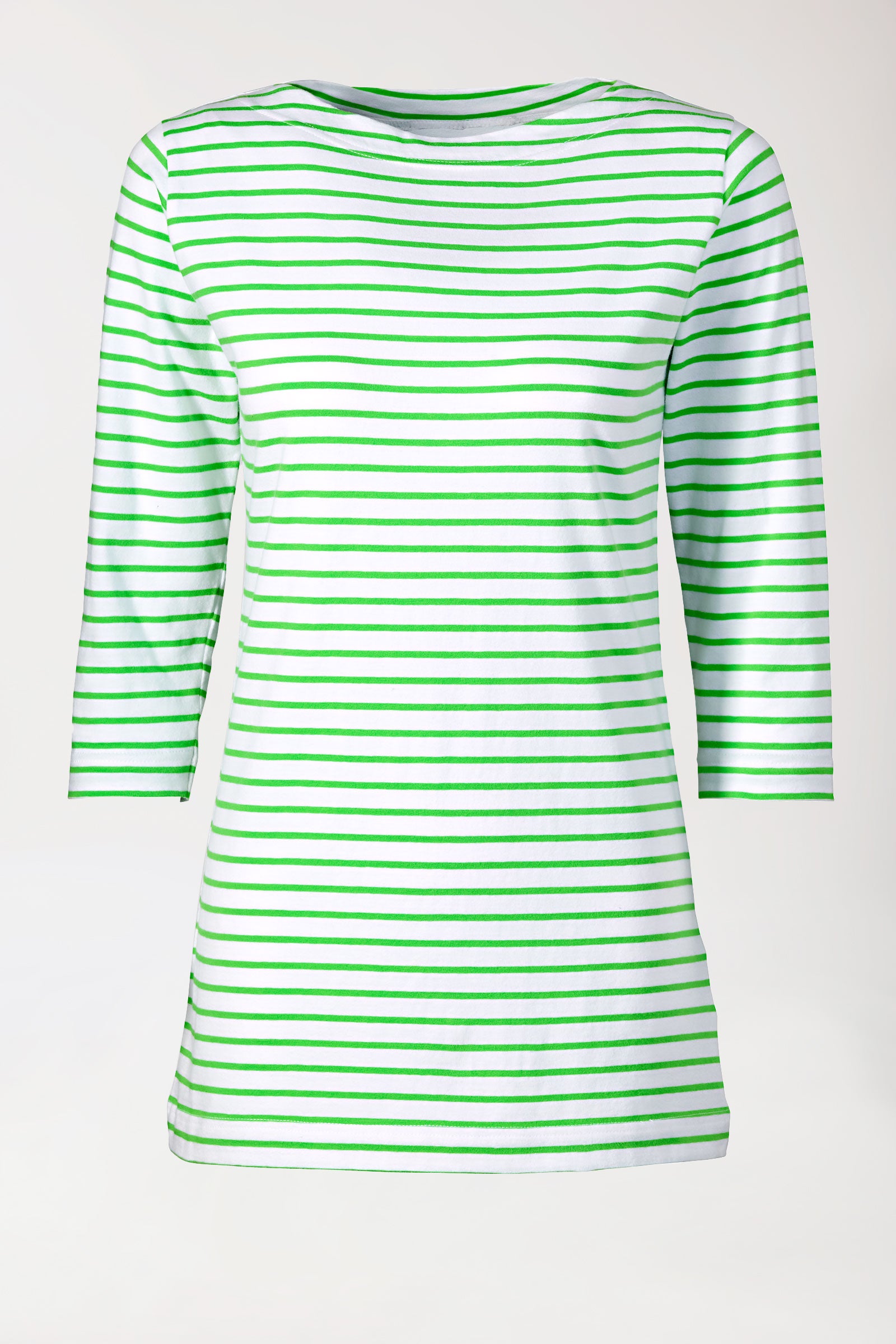 Longshirt Damen - 3/4 Arm apfelgrün/weiss