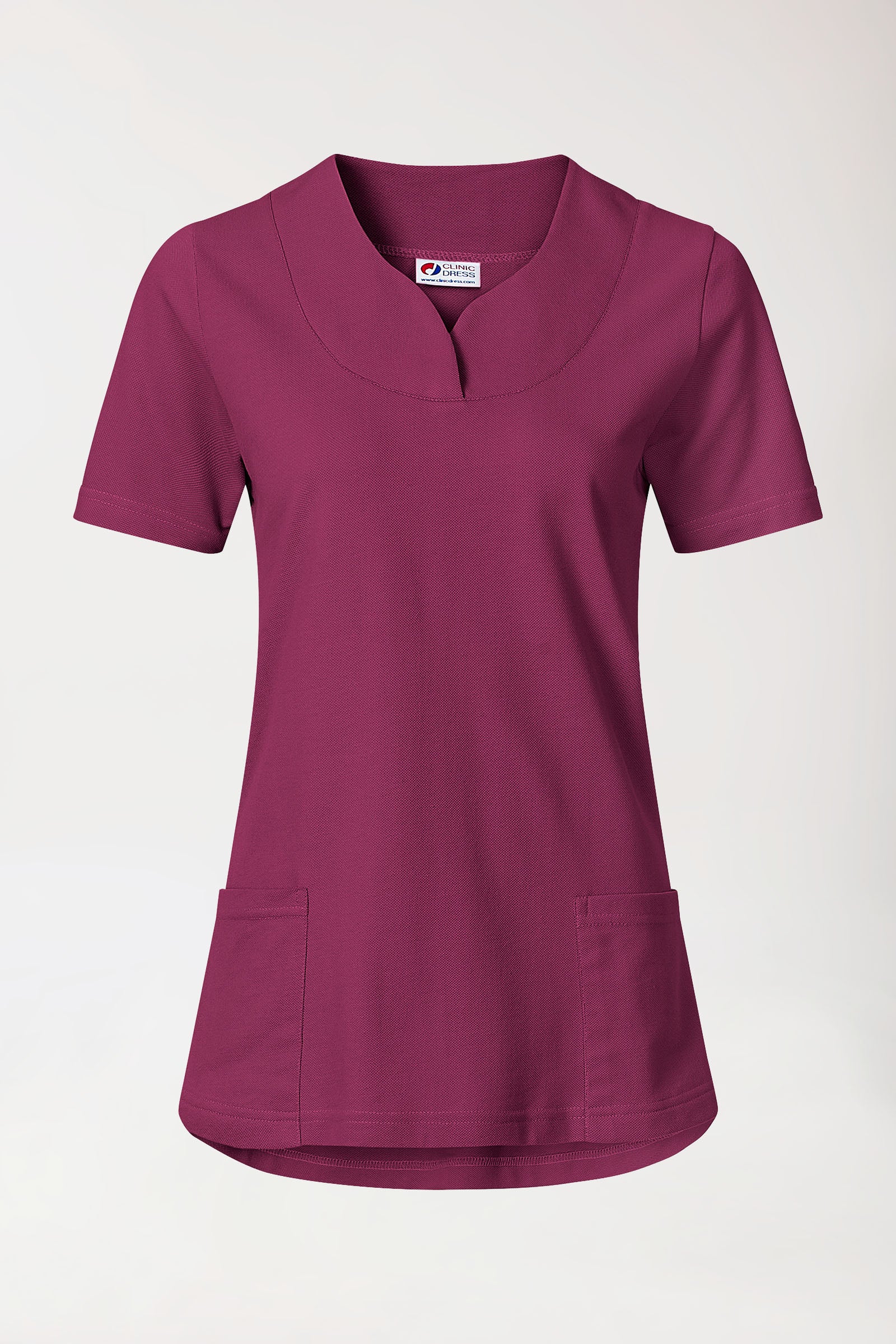 Piqué Longshirt Damen - diagonaler Ausschnitt berry