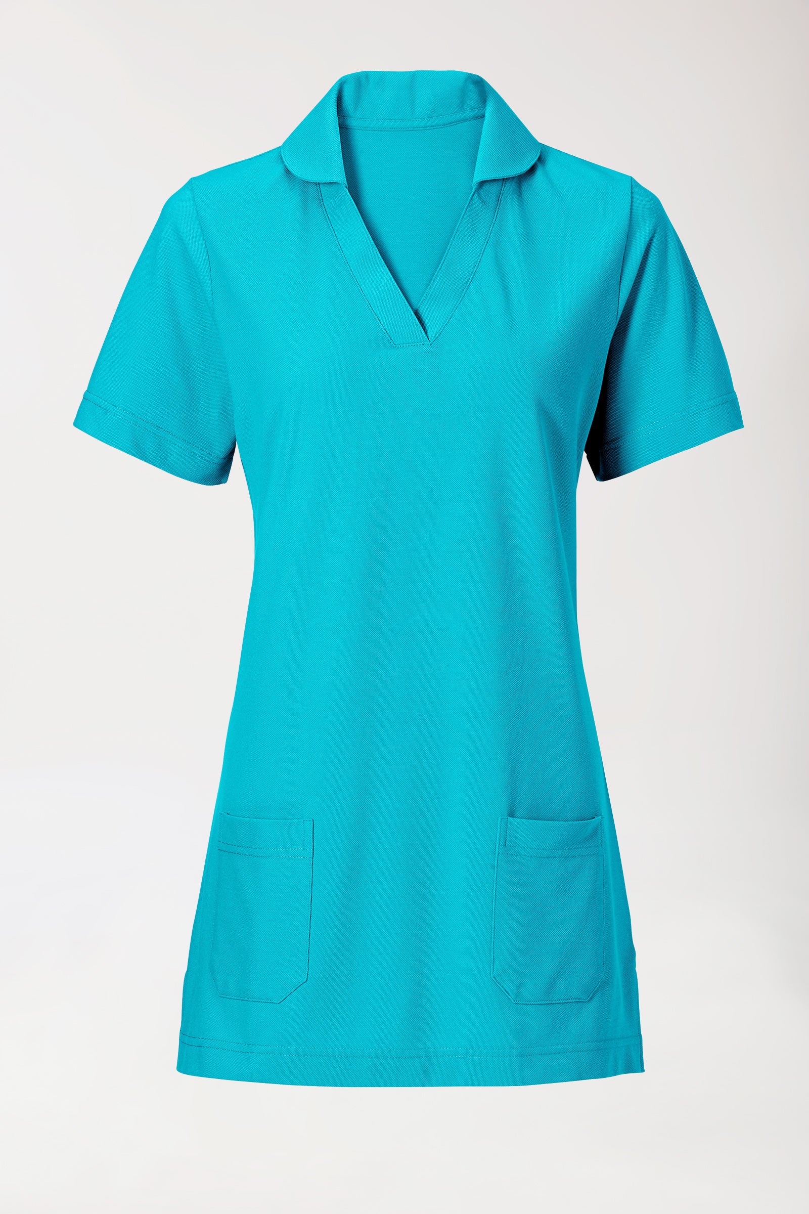 Piqué Longshirt Damen - mit Kragen curaçao, Vue de face