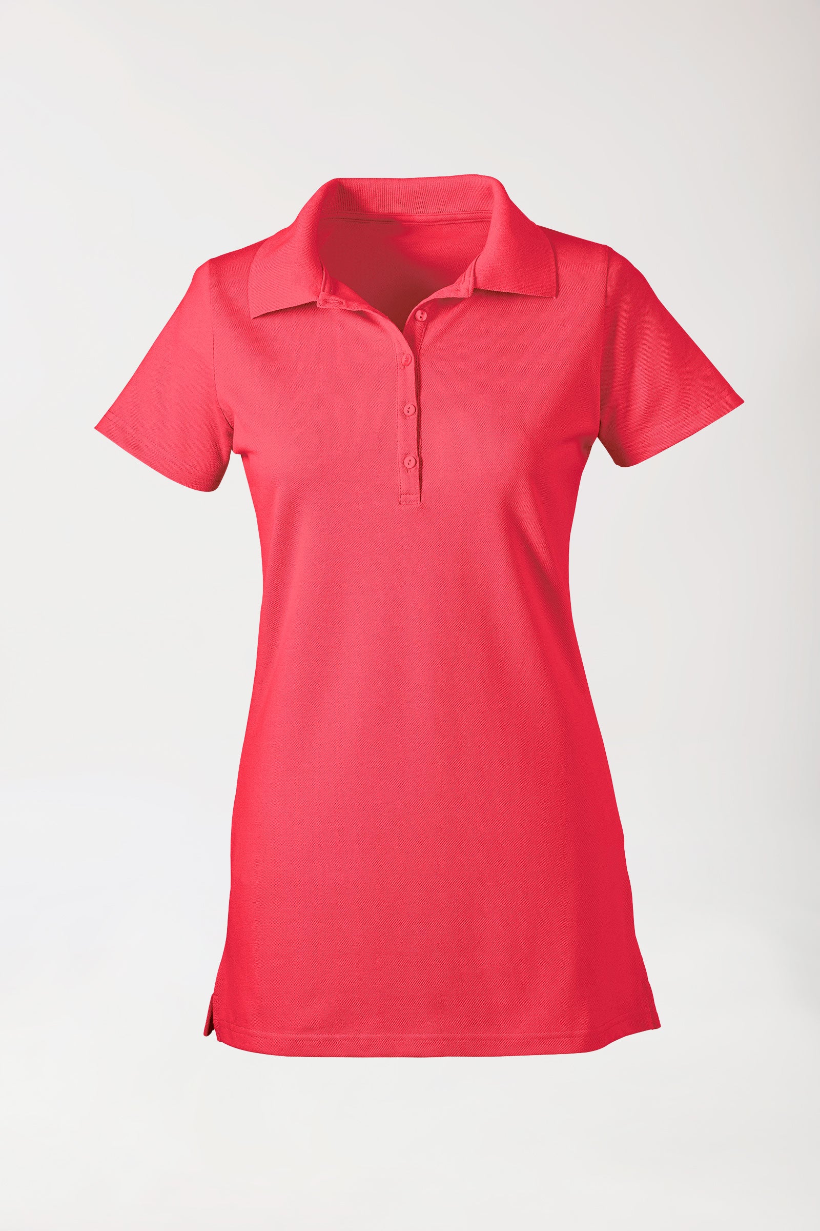 Stretch Longshirt Damen - Polokragen lipstick, Vue de face