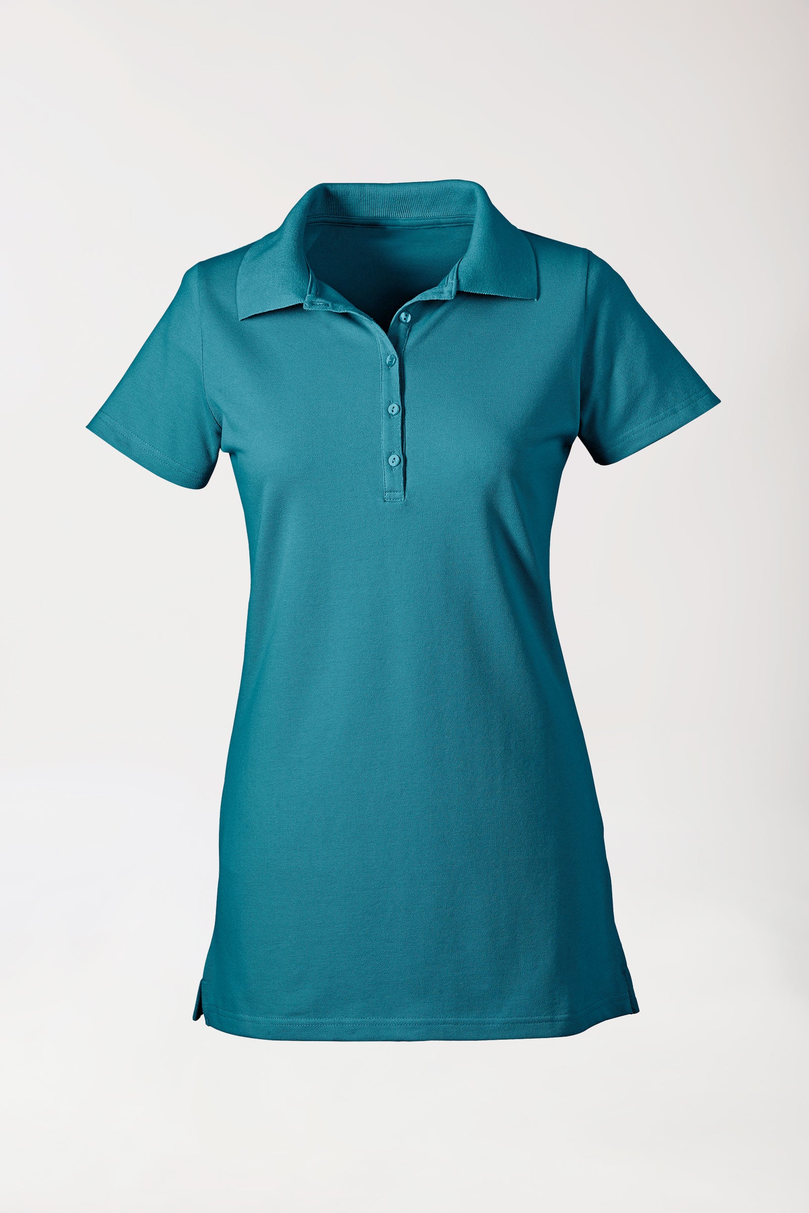 Stretch Longshirt Damen - Polokragen petrol, Vue de face