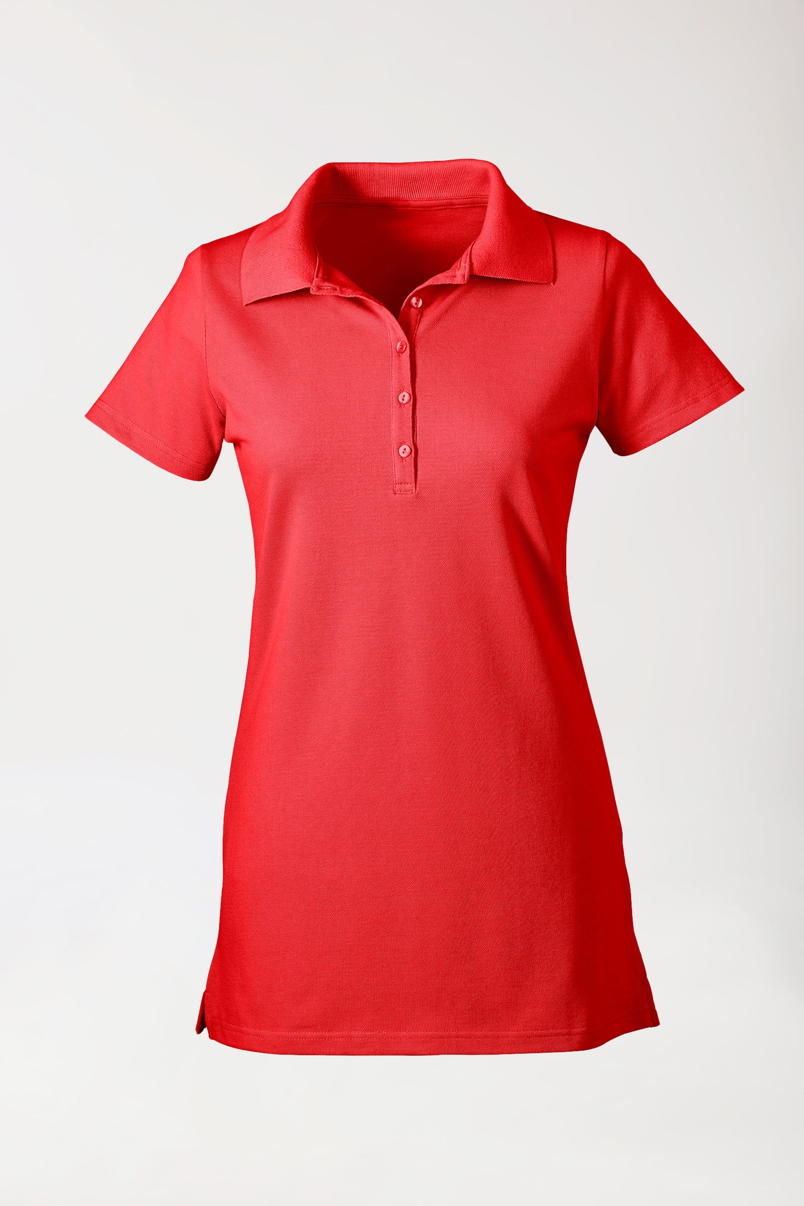 Stretch Longshirt Damen - Polokragen rot