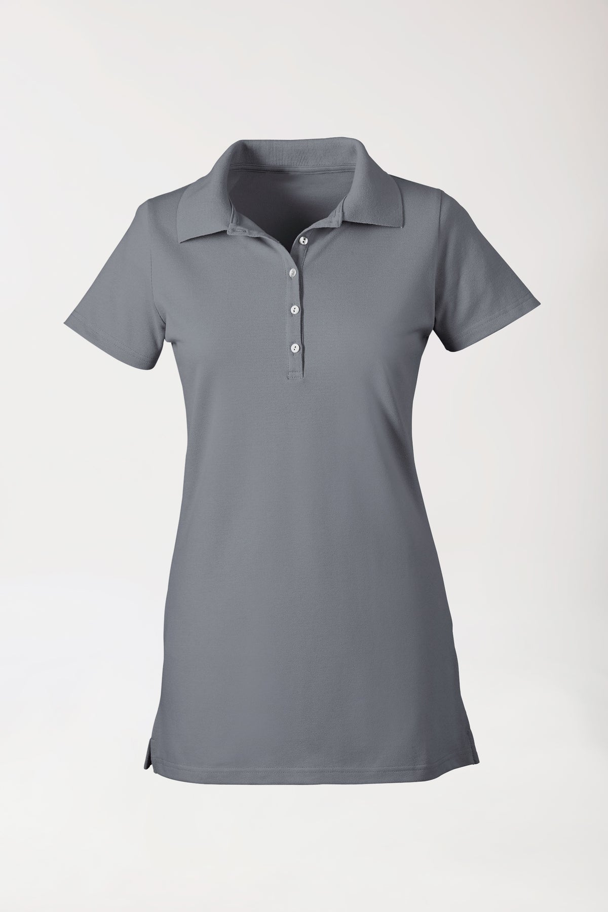 Stretch Longshirt Damen - Polokragen steingrau, Vue de face