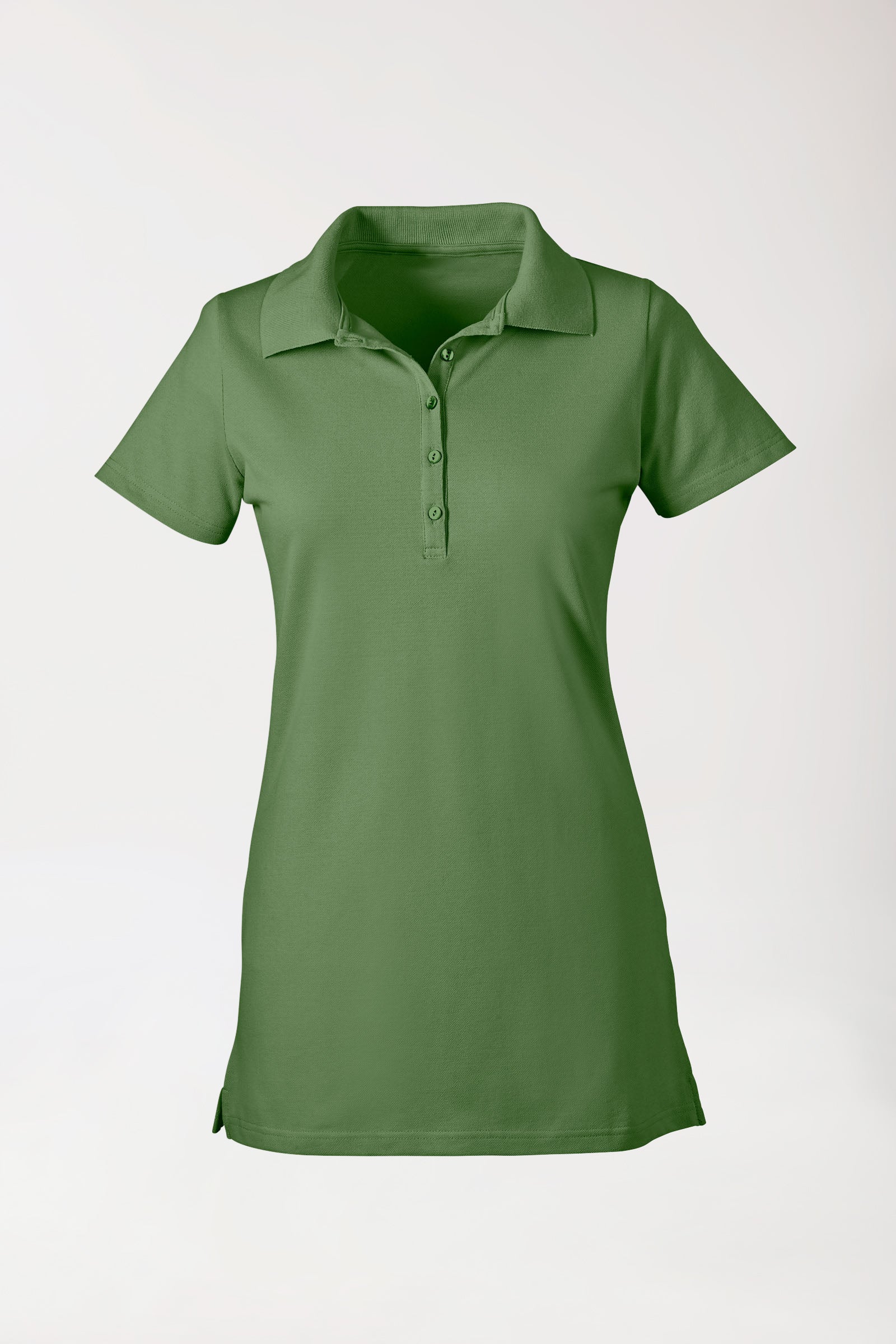 Stretch Longshirt Damen - Polokragen wiesengrün