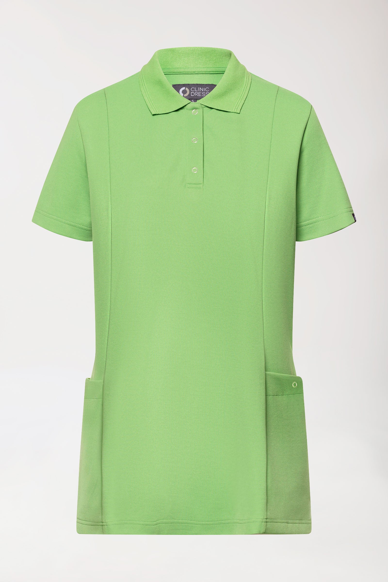 COMFY FLEX Stretch Schlupfkasack Damen - Polokragen apfelgrün, Vorderansicht