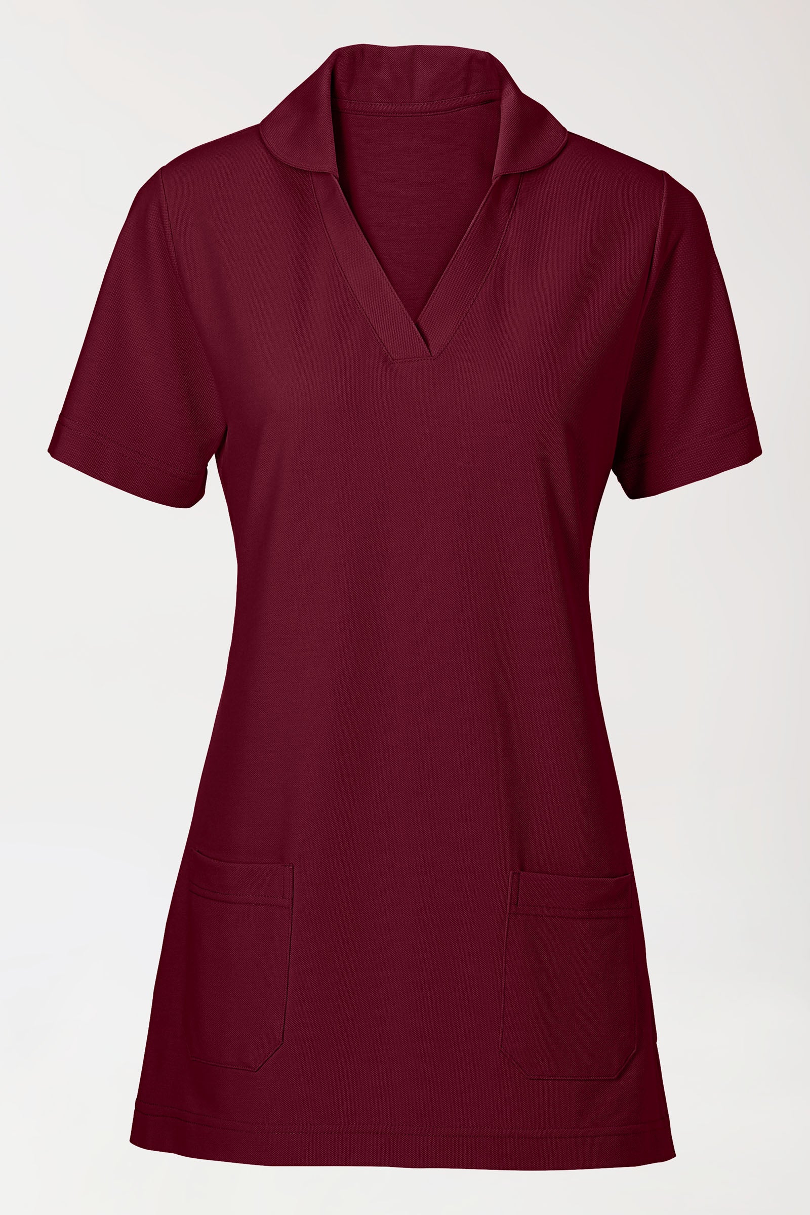 COMFY FLEX Stretch Schlupfkasack Damen - Schalkragen bordeaux, Vorderansicht