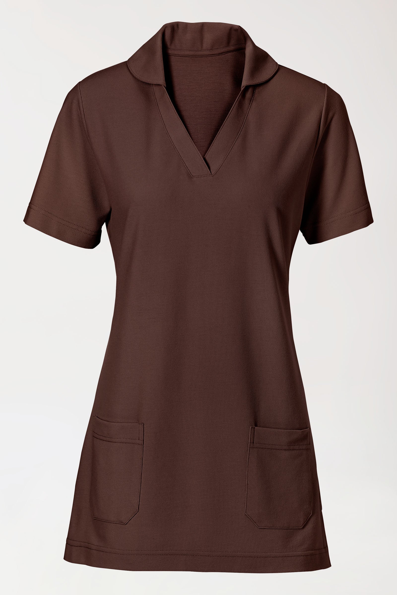 COMFY FLEX Stretch Schlupfkasack Damen - Schalkragen coffee, Vue de face