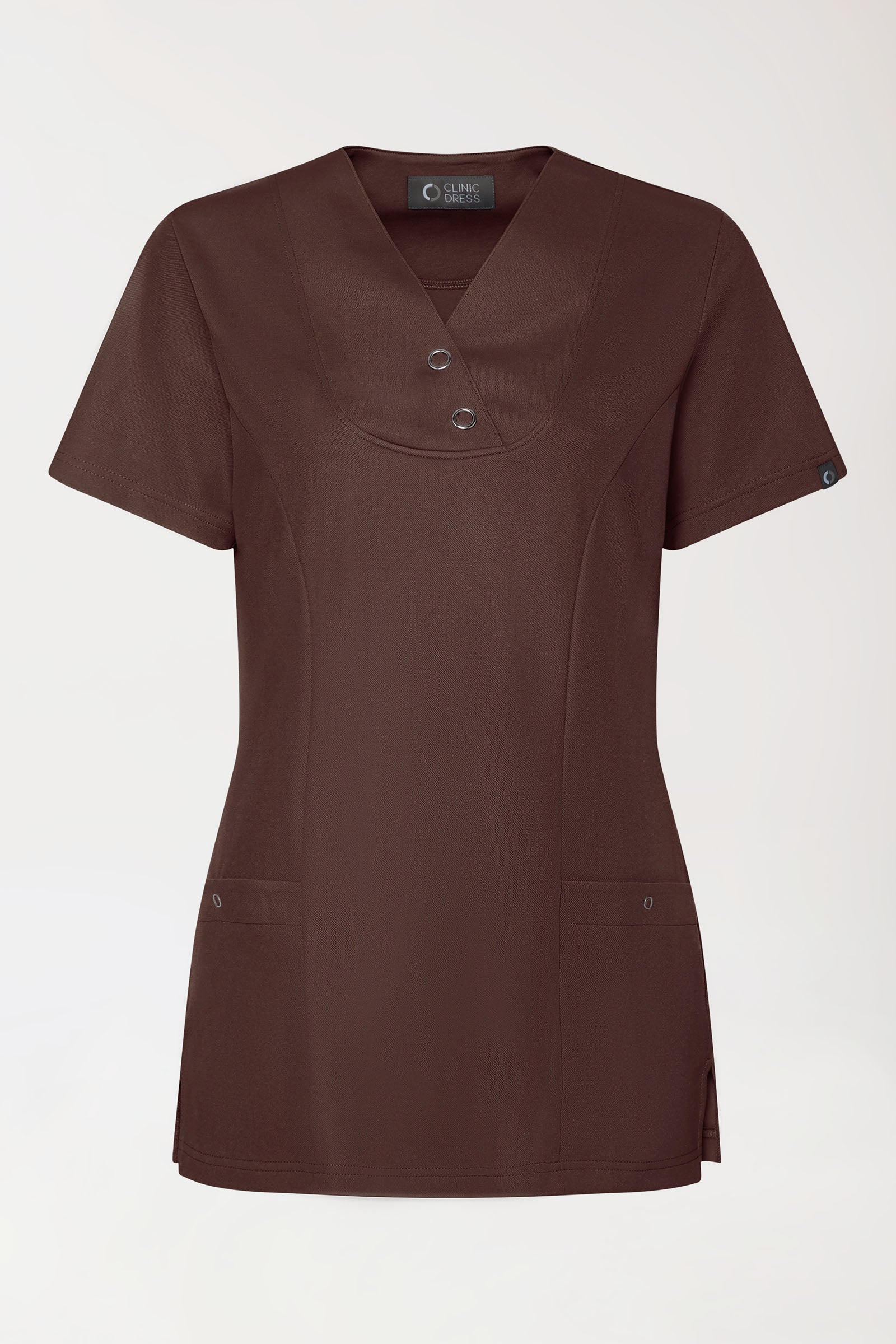 COMFY FLEX Stretch Schlupfkasack Damen - mit Druckknöpfen coffee, Vue de face