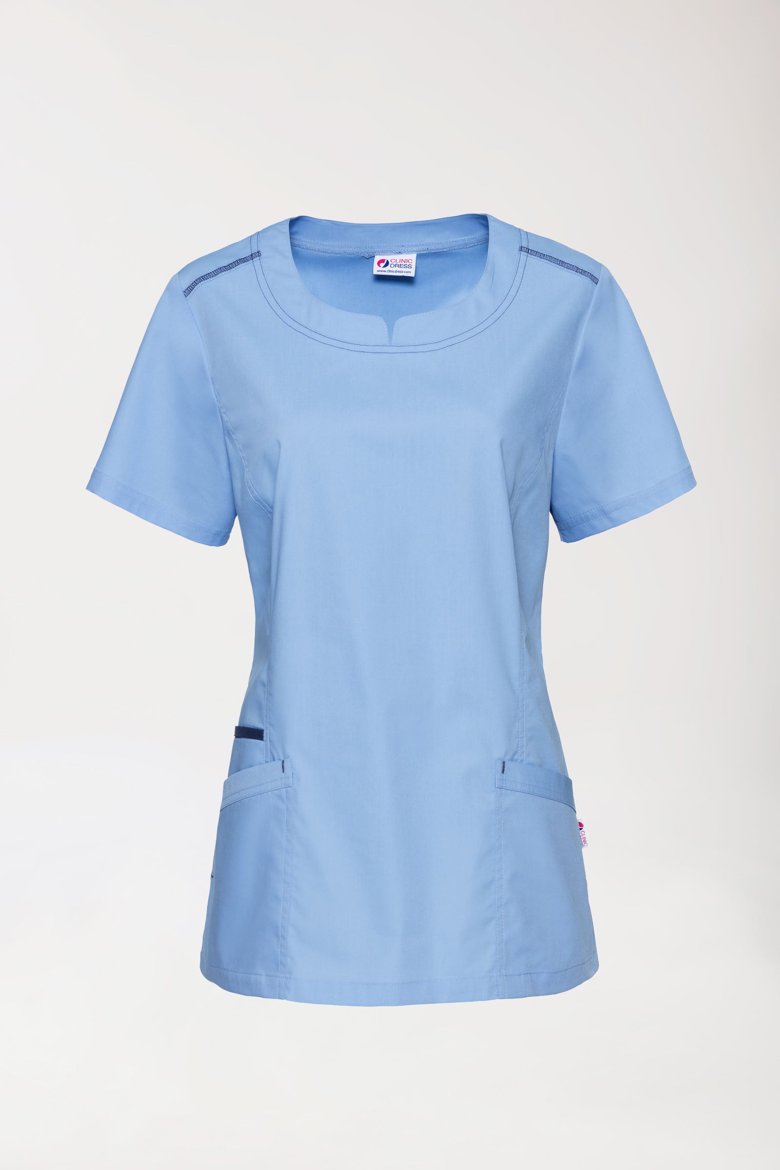 Damen-Schlupfkasack Himmelblau mit Navy