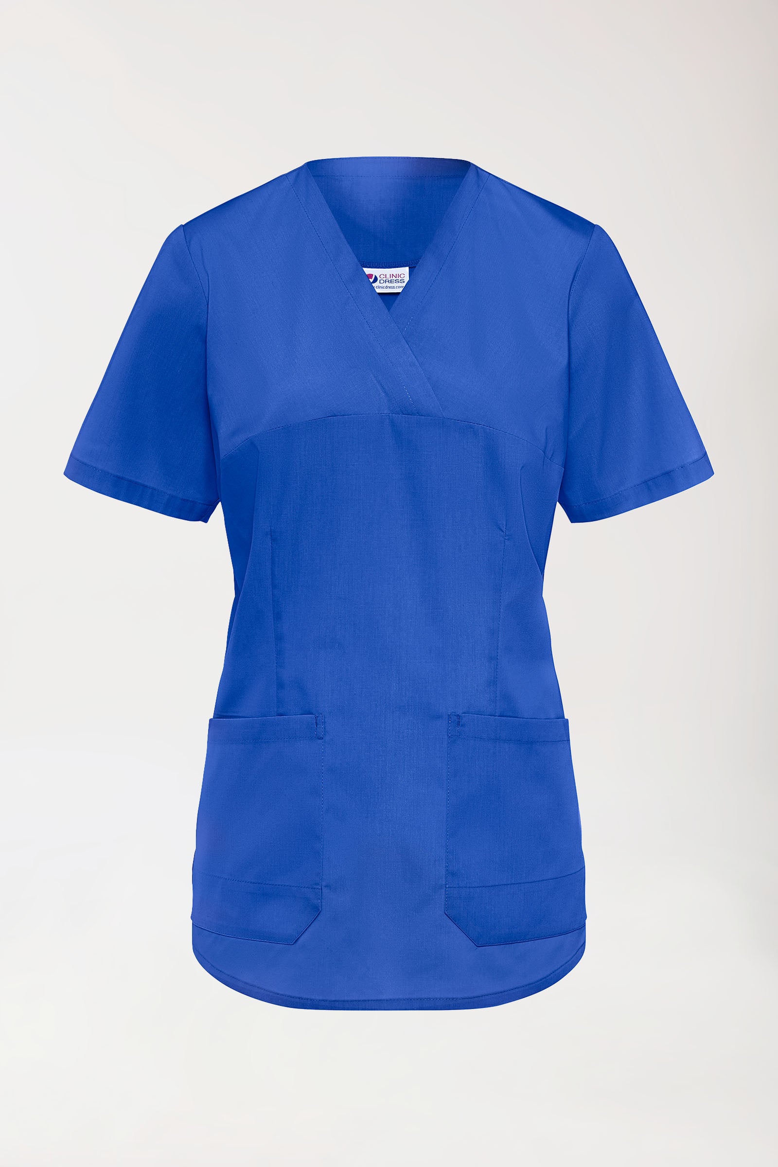 Stretch Schlupfkasack Damen - V-Ausschnitt königsblau, Vue de face