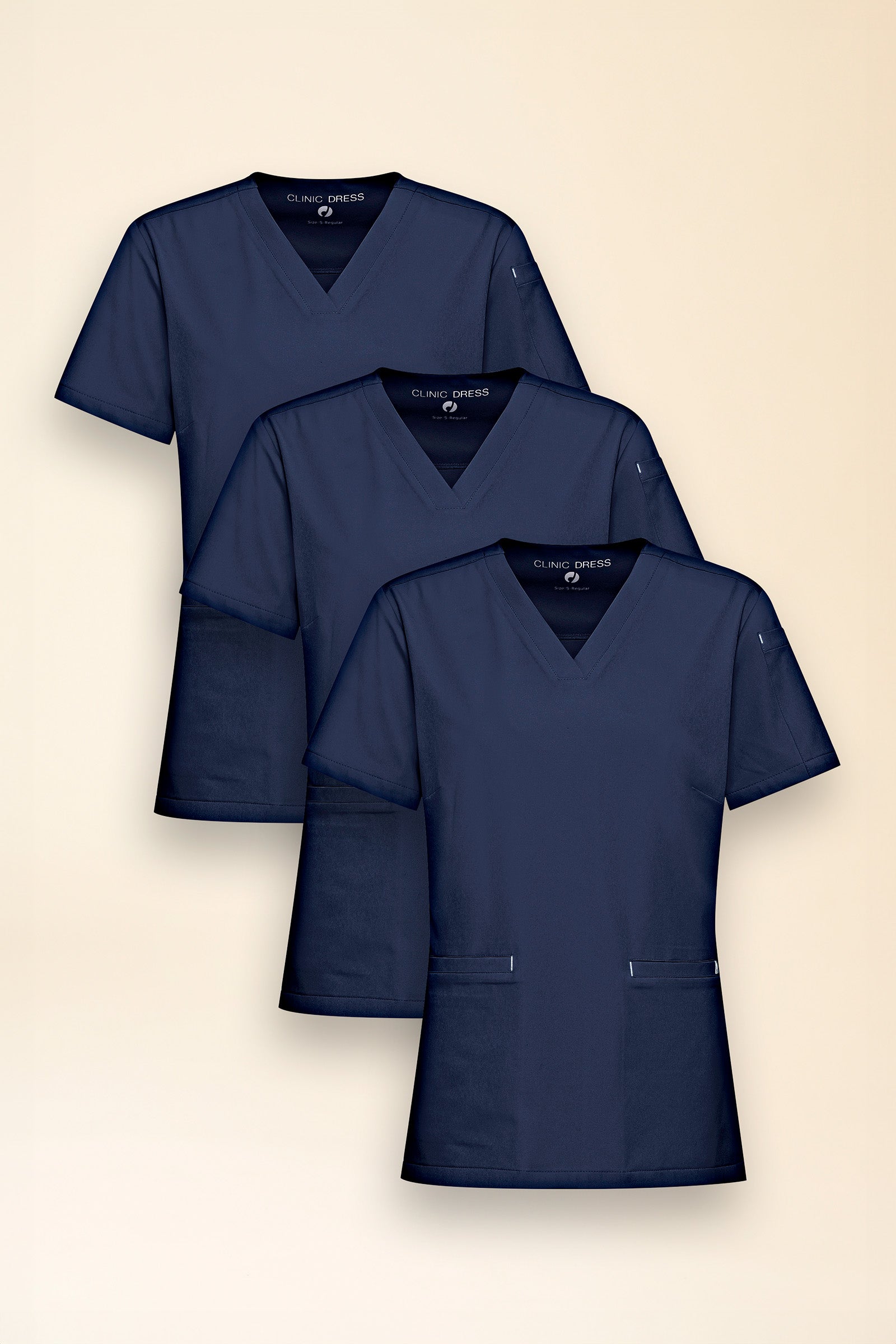 KAERE Schlupfkasack Damen - 3er-Pack - V-Ausschnitt navy