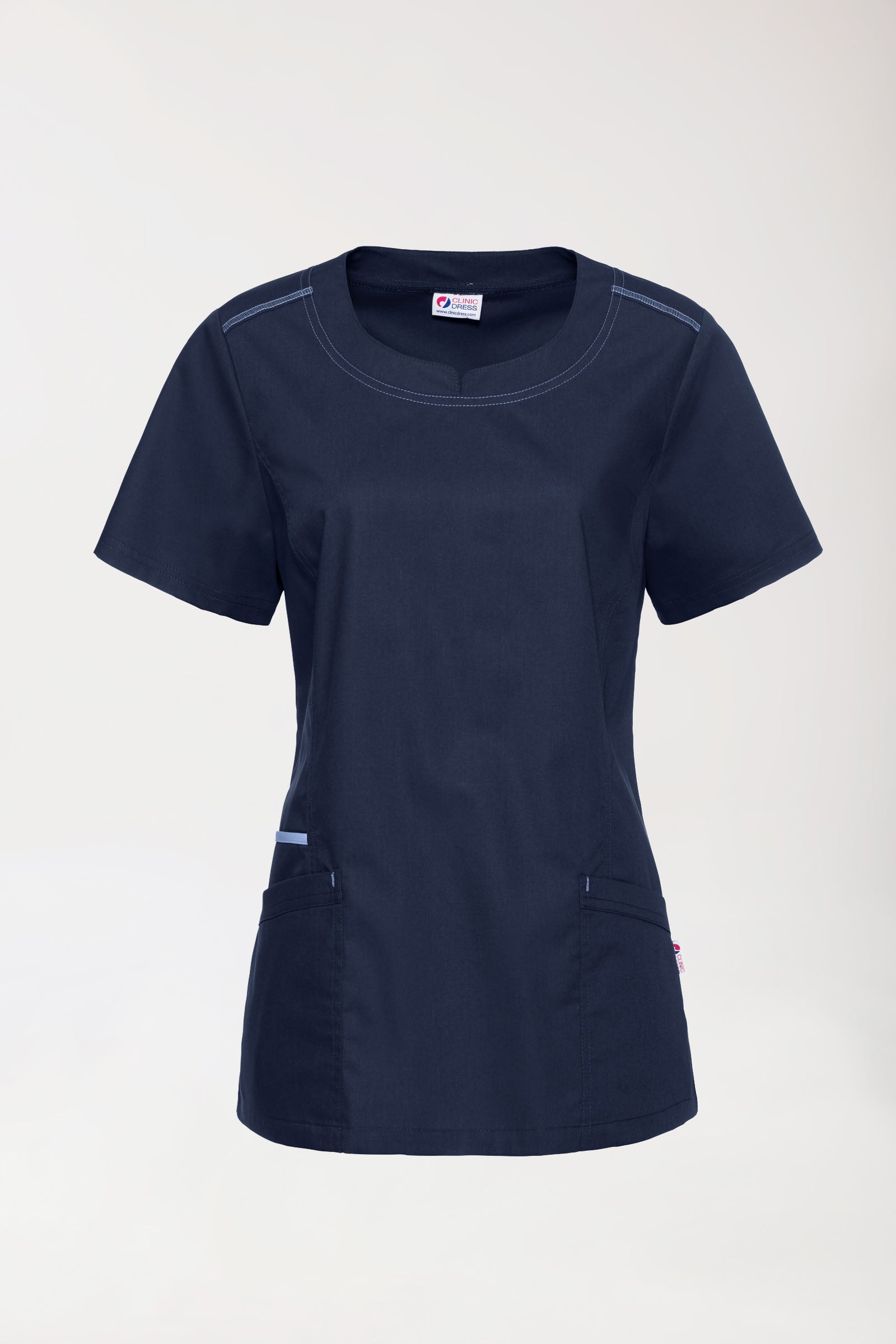 Damen-Schlupfkasack Navy mit Himmelblau, Vorderansicht