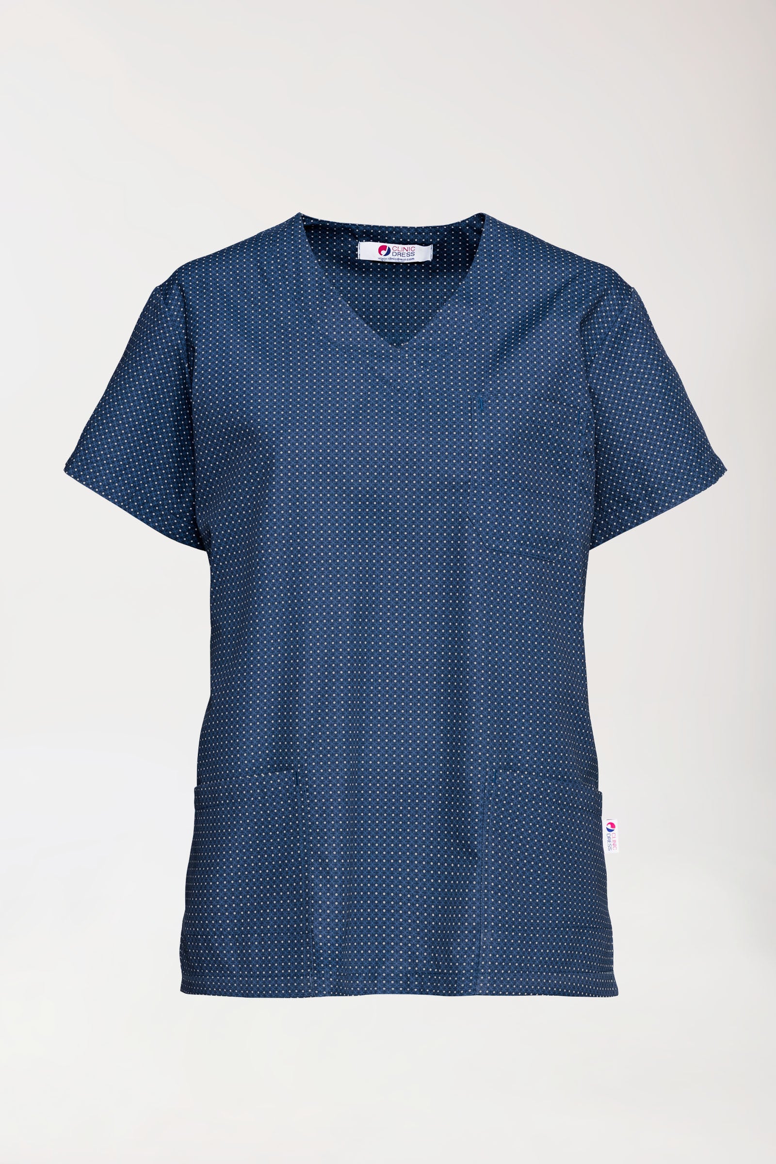 Leichter Schlupfkasack Damen - Alloverprint navy/petrolblau, Vue de face