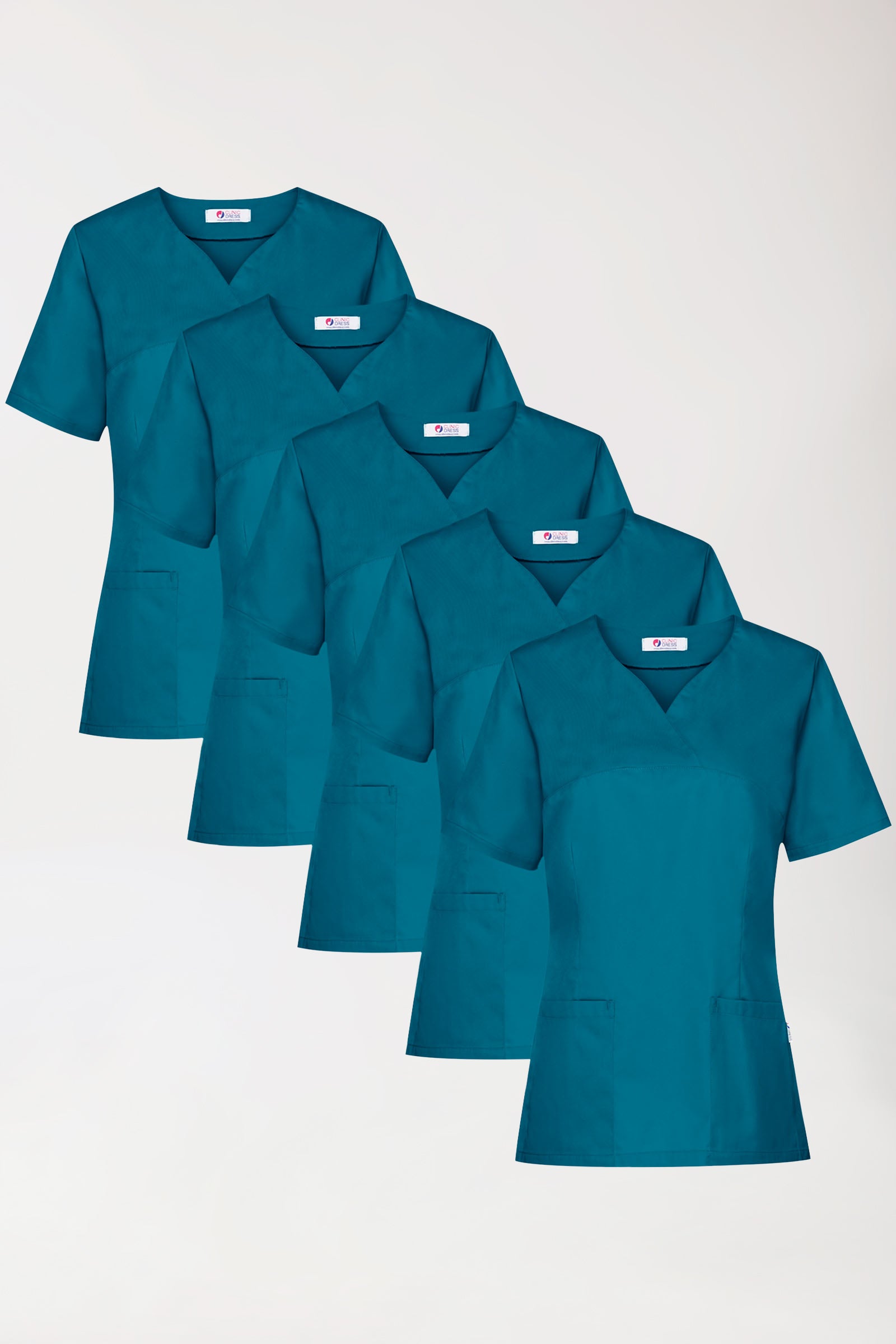 CORE Schlupfkasack Damen - 5er-Pack - Herzausschnitt petrol, Vorderansicht