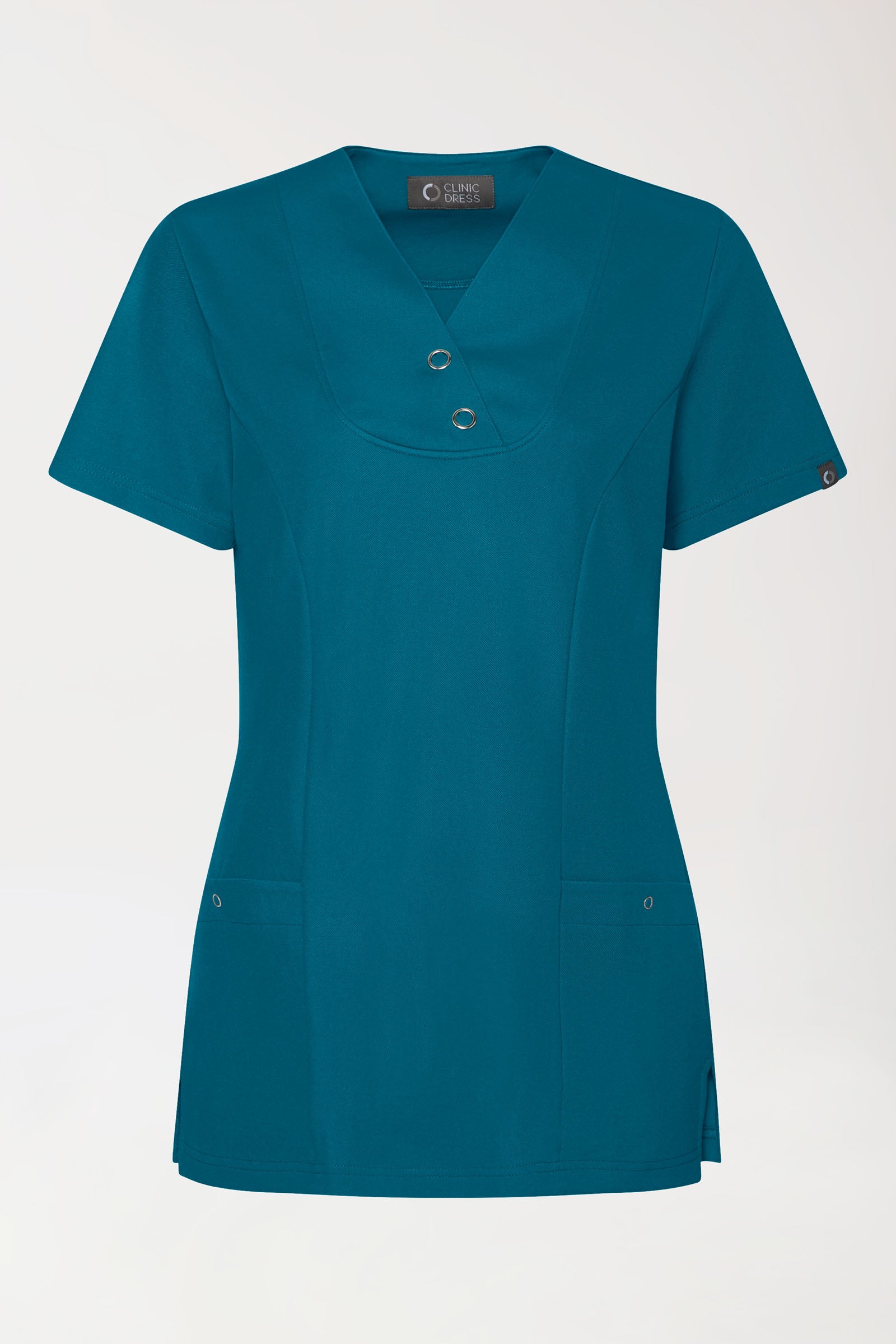 COMFY FLEX Stretch Schlupfkasack Damen - mit Druckknöpfen petrol, Vue de face