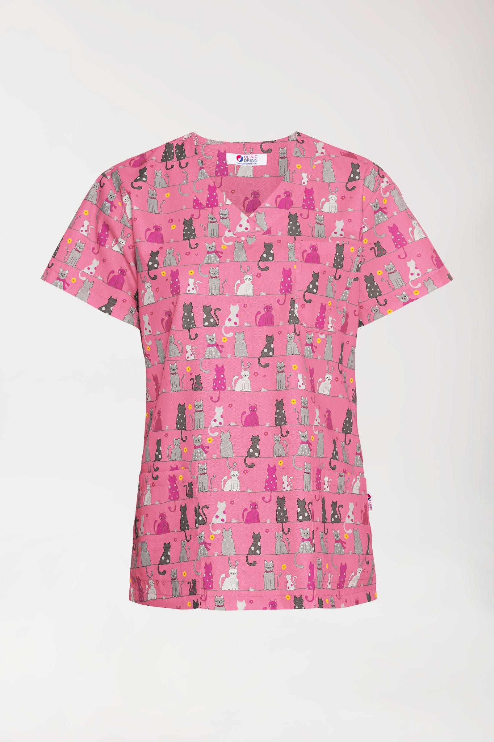 Leichter Schlupfkasack Damen - Alloverprint rosy pink/grau, Vue de face