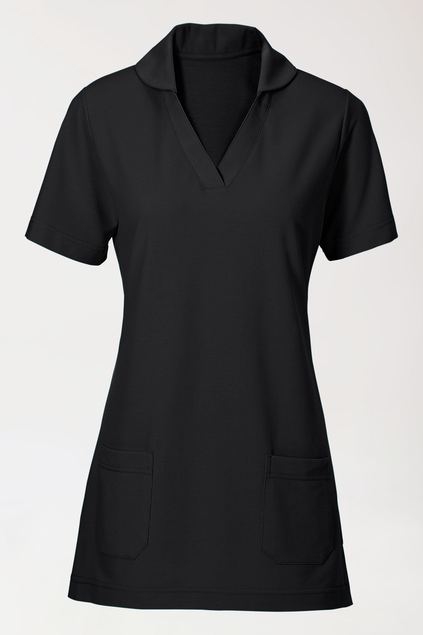 COMFY FLEX Stretch Schlupfkasack Damen - Schalkragen schwarz, Vorderansicht