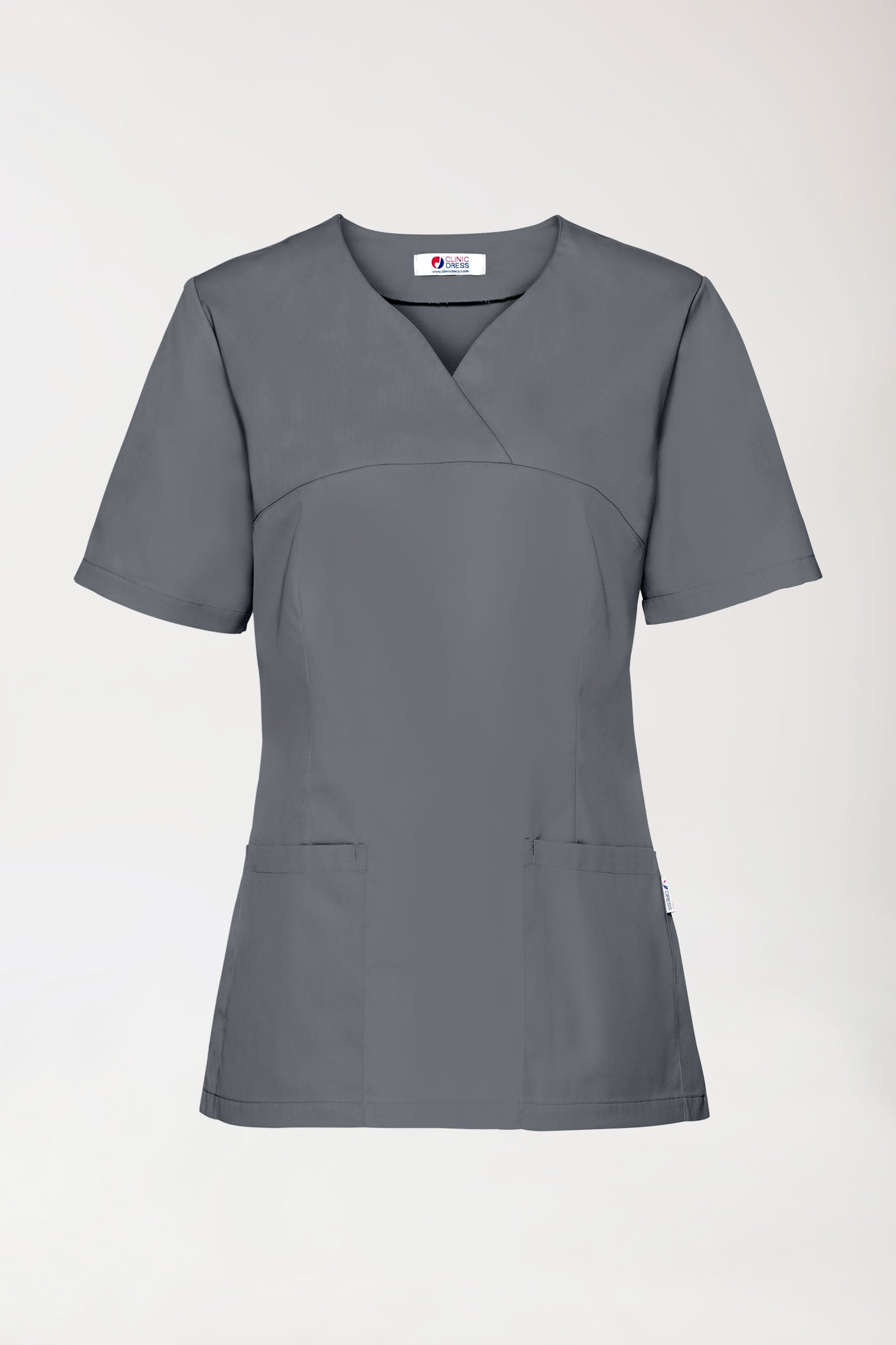 CORE Schlupfkasack Damen - Herzausschnitt steingrau, Vorderansicht